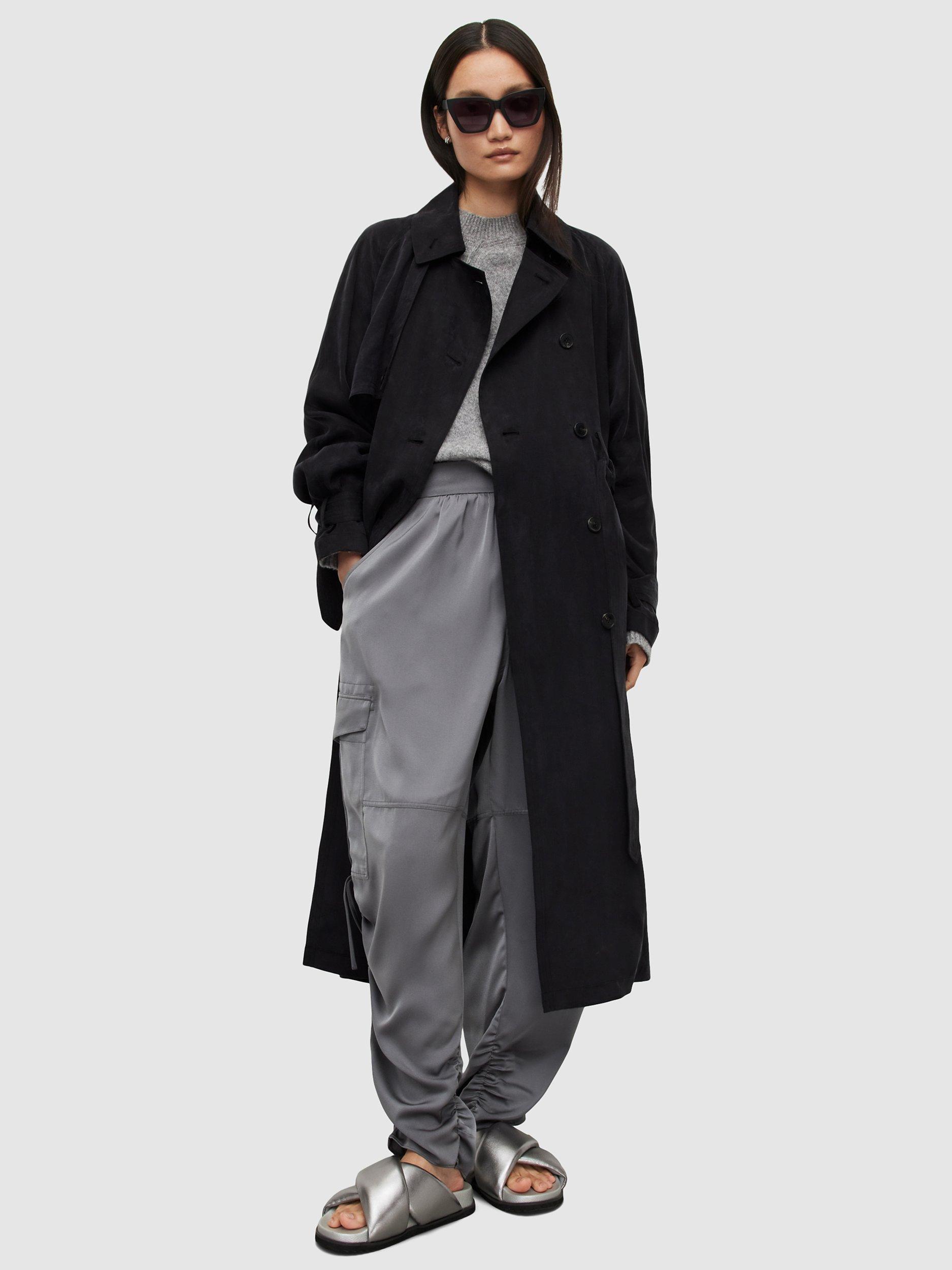 Product image 3 of 10, which shows AllSaints Kikki Trench Coat, Black, XS