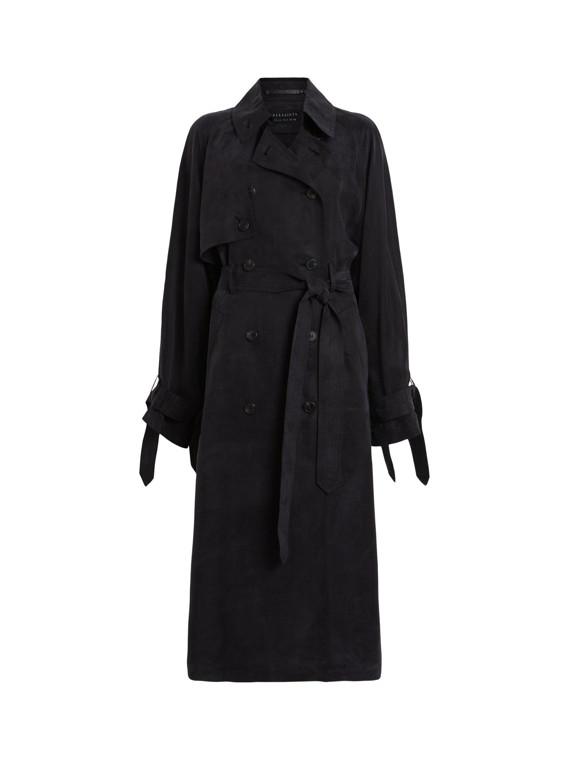 Product image 4 of 10, which shows AllSaints Kikki Trench Coat, Black, XS