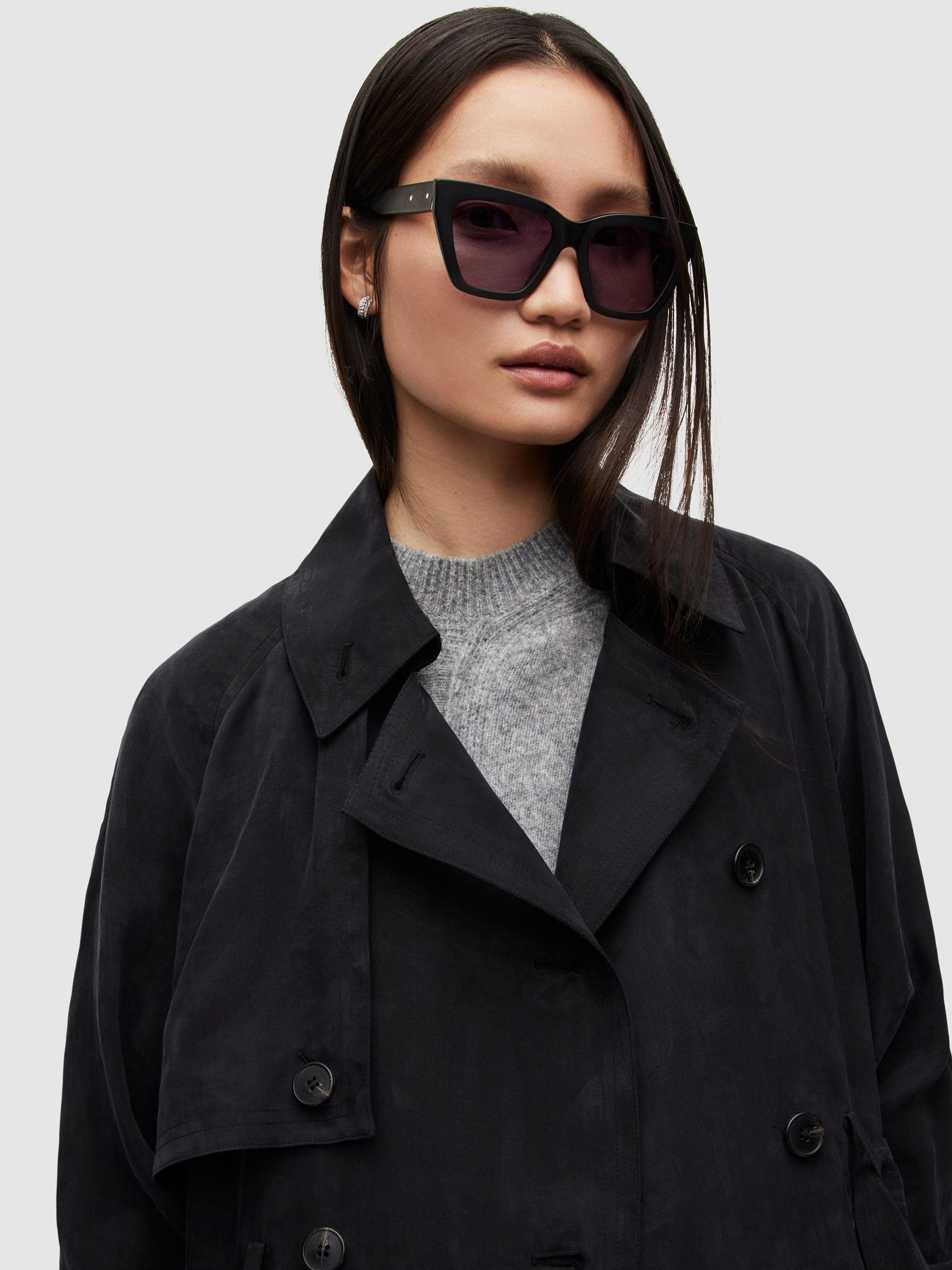 Product image 6 of 10, which shows AllSaints Kikki Trench Coat, Black, XS