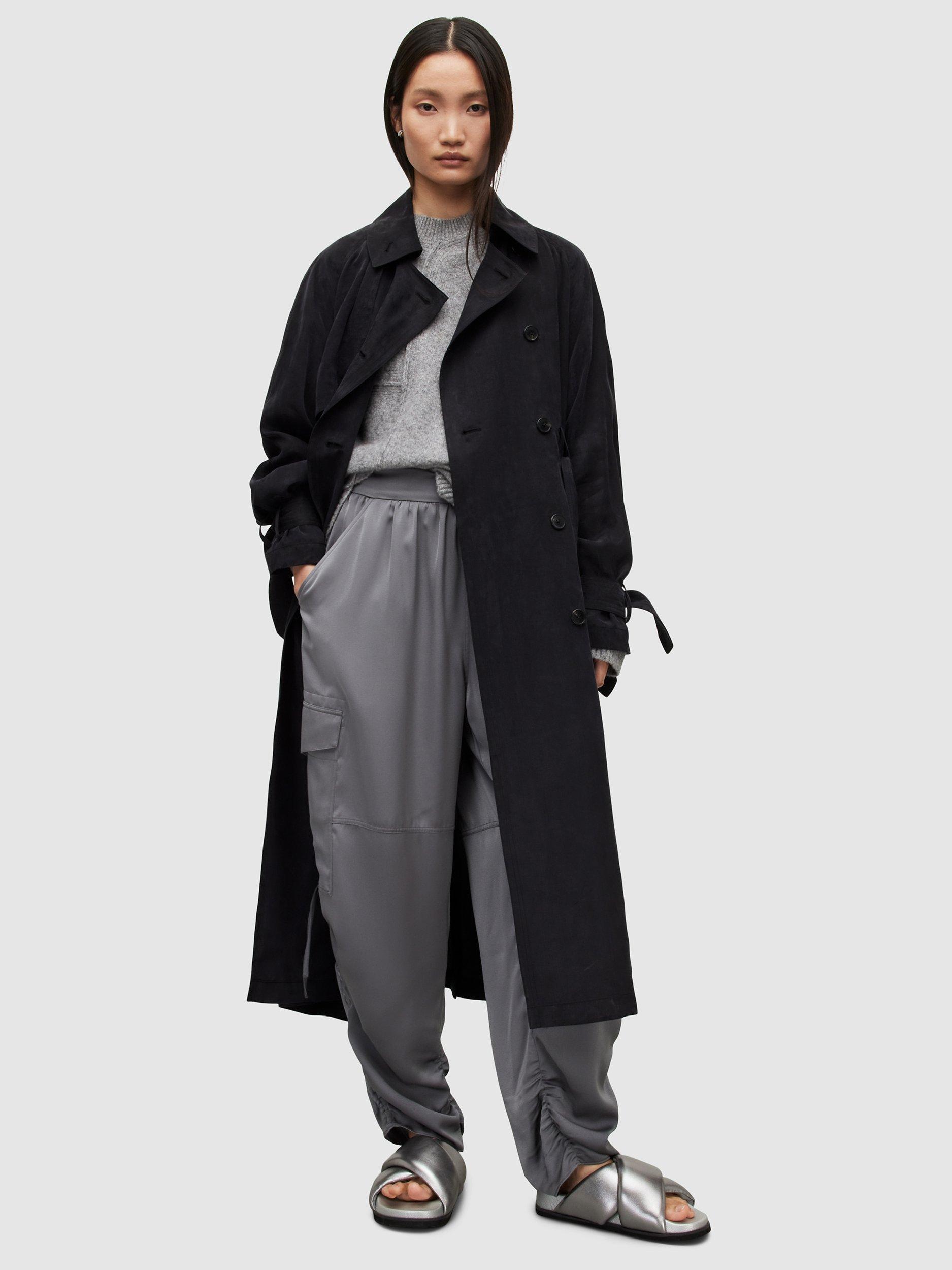 Product image 8 of 10, which shows AllSaints Kikki Trench Coat, Black, XS