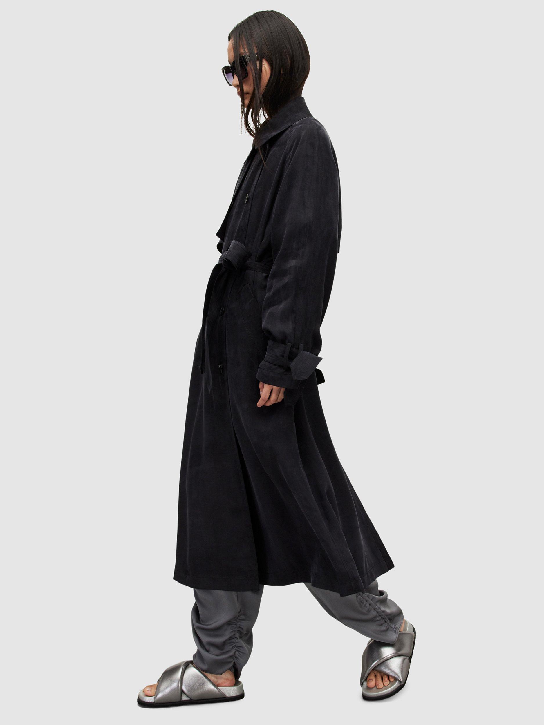 Product image 10 of 10, which shows AllSaints Kikki Trench Coat, Black, XS