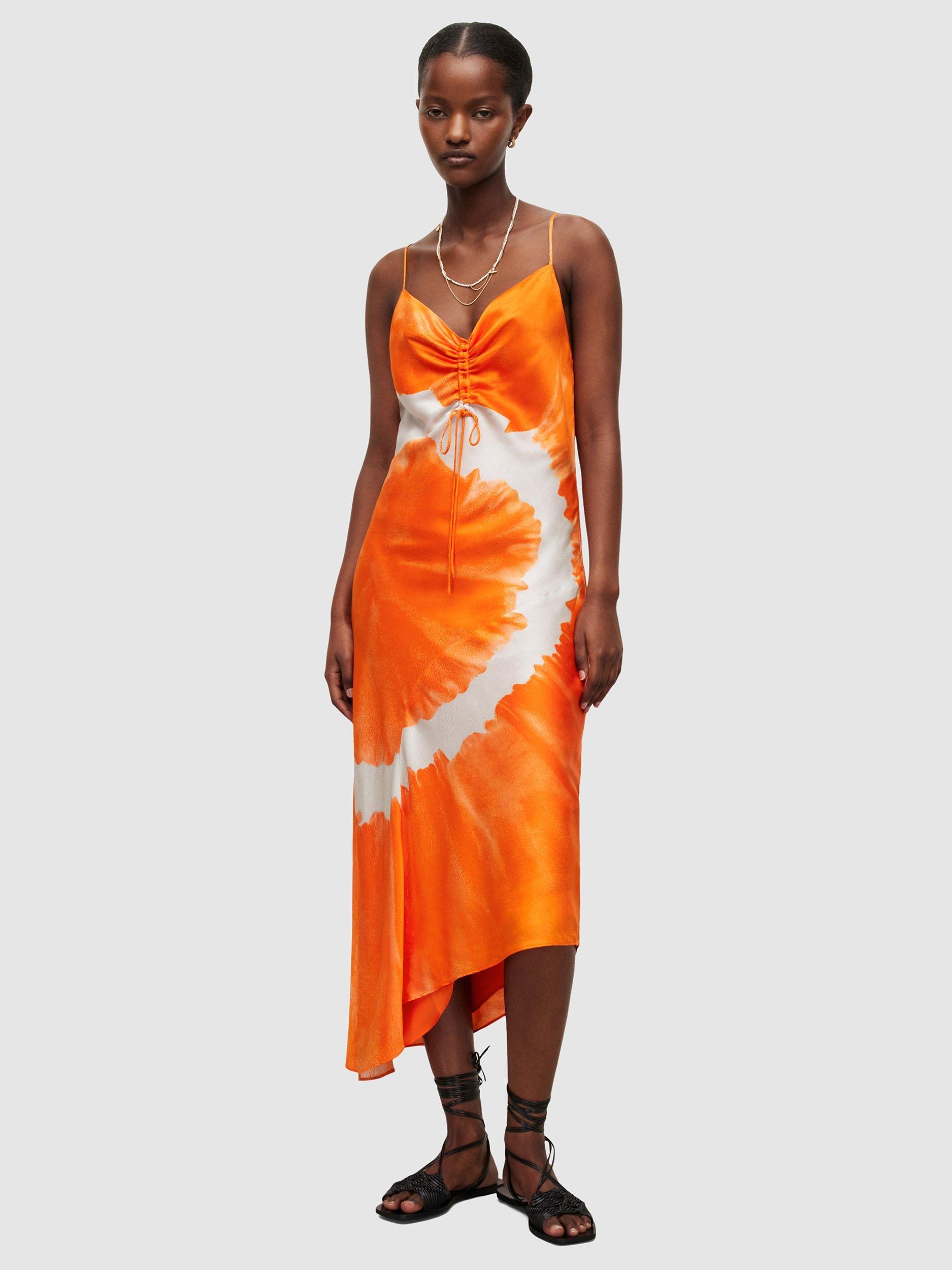 AllSaints Alexia Mariana Dress, Orange Tiedye