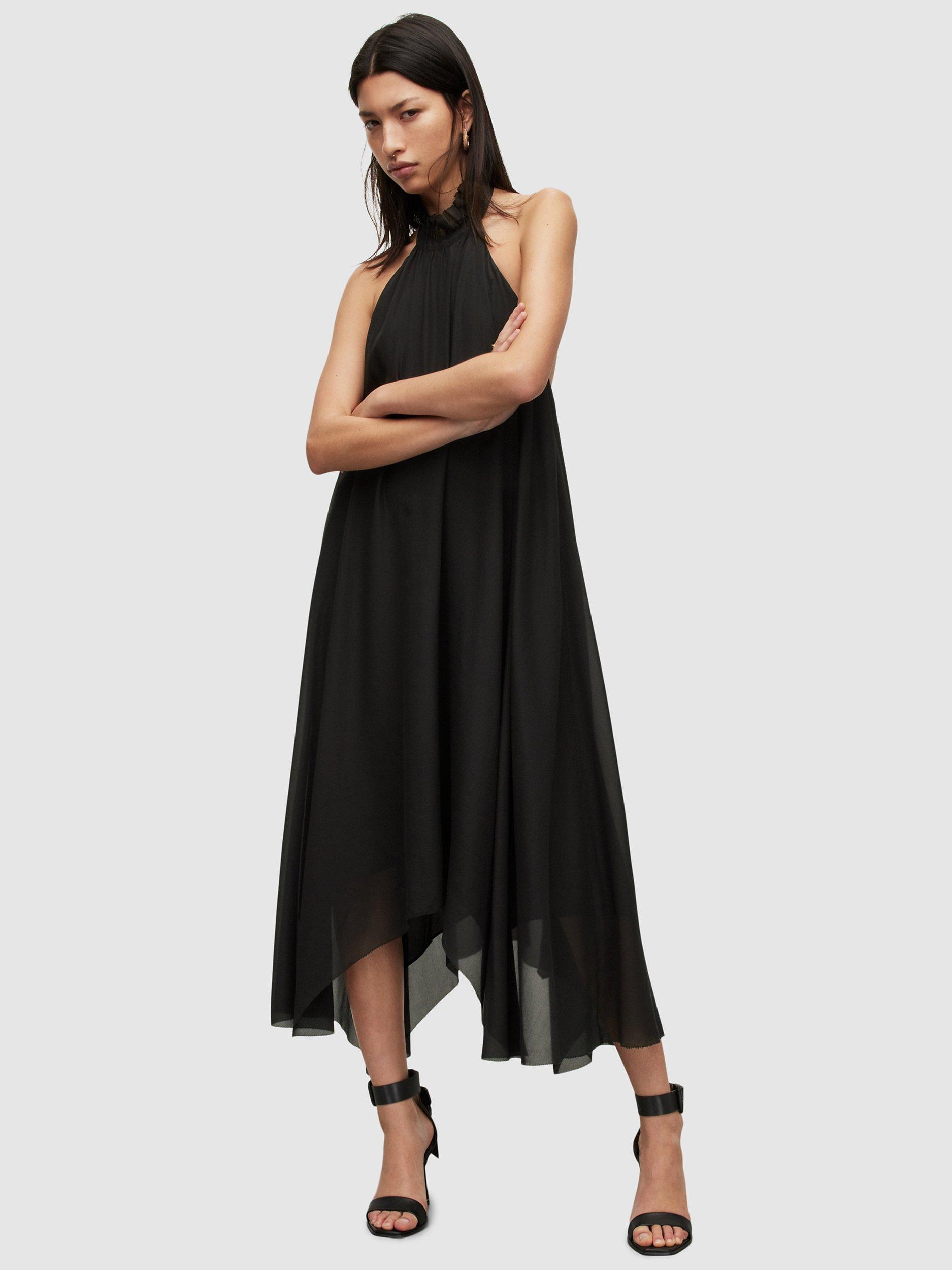 AllSaints Alaya Halterneck Maxi Dress, Black