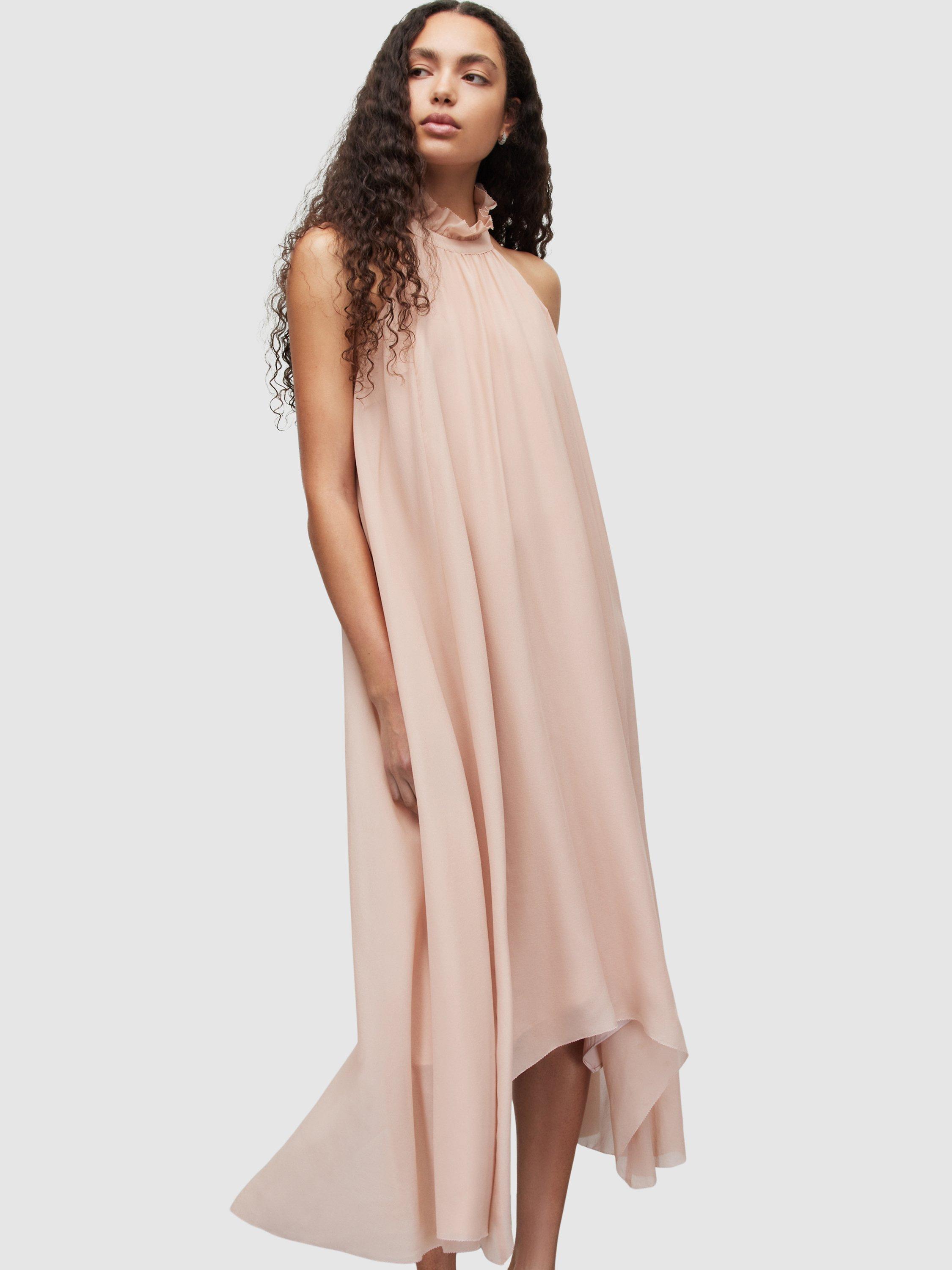 AllSaints Alaya Halterneck Maxi Dress, Soft Pink