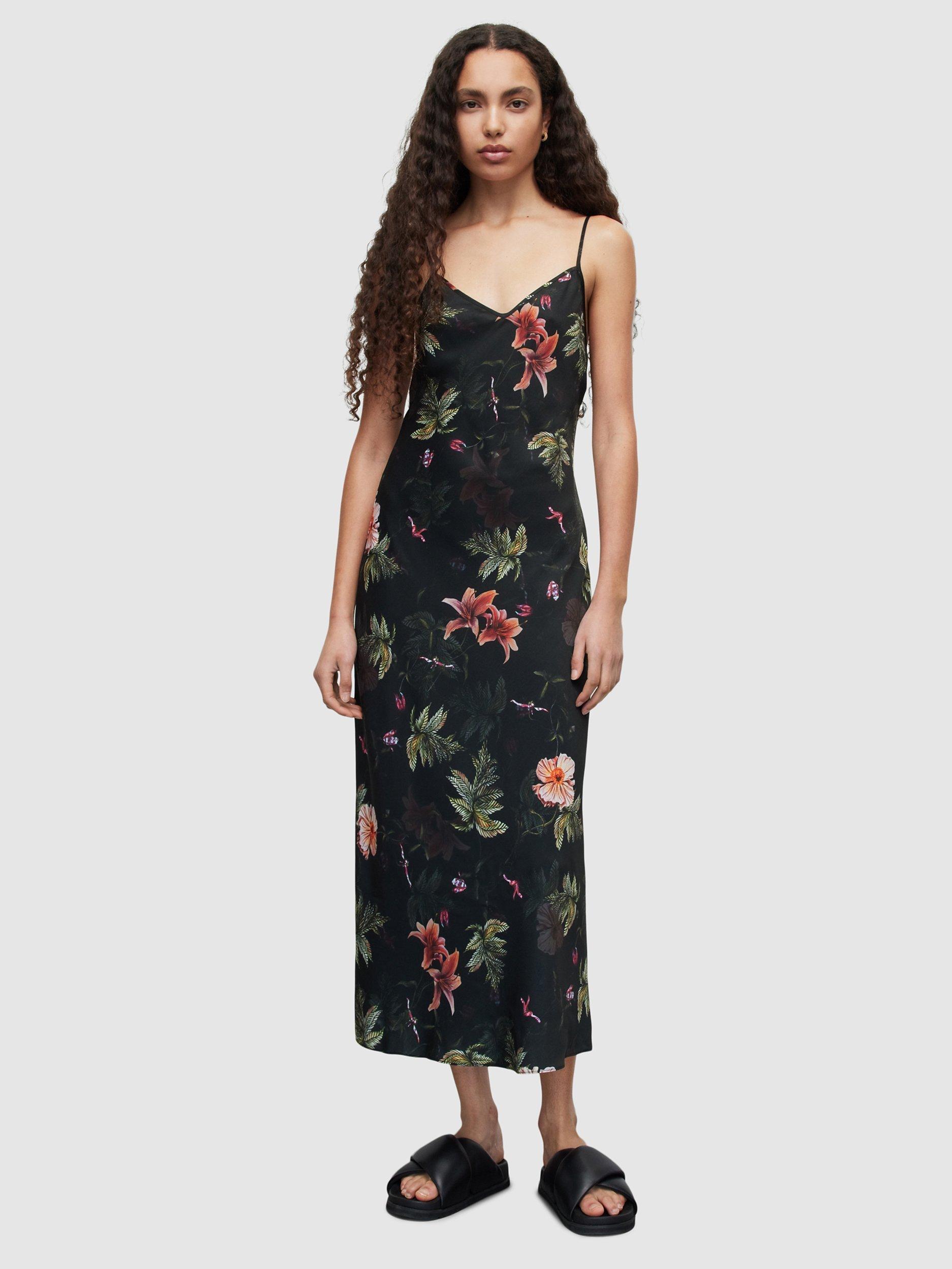AllSaints Bryony Viviana Floral Midi Dress, Black