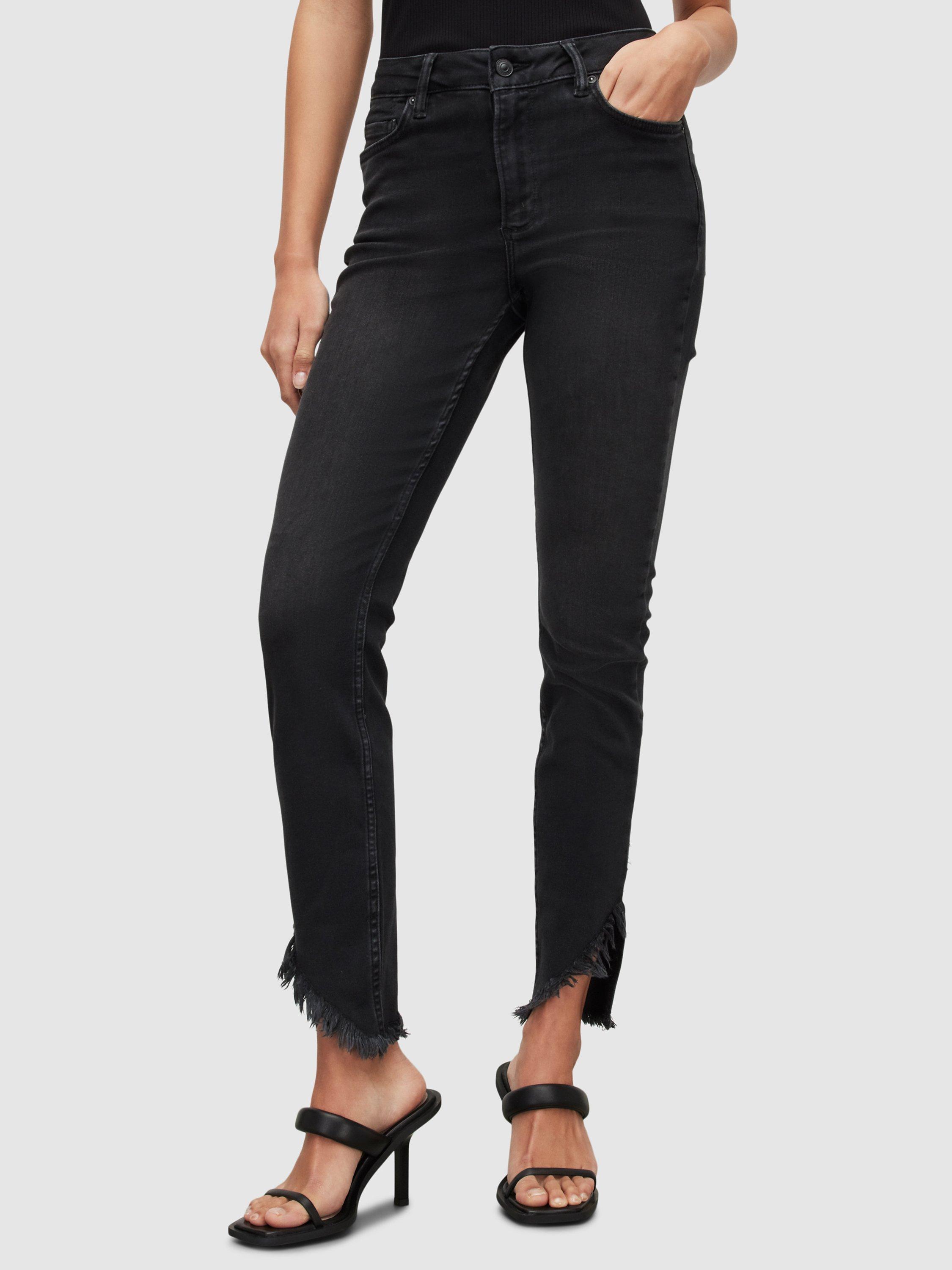 AllSaints Dax Asym Hem Jeans, Washed Black