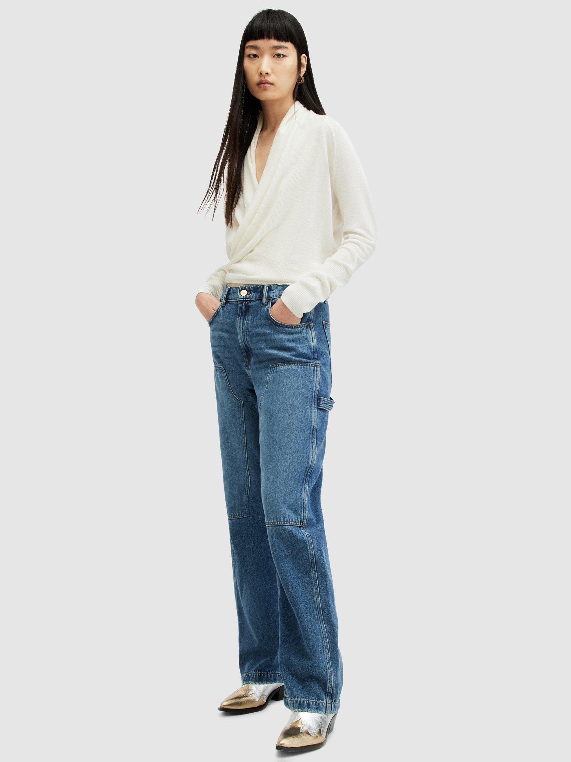 Product image 3 of 9, which shows AllSaints Wasson Pirate Wrap Wool Cardigan, Chalk White, S