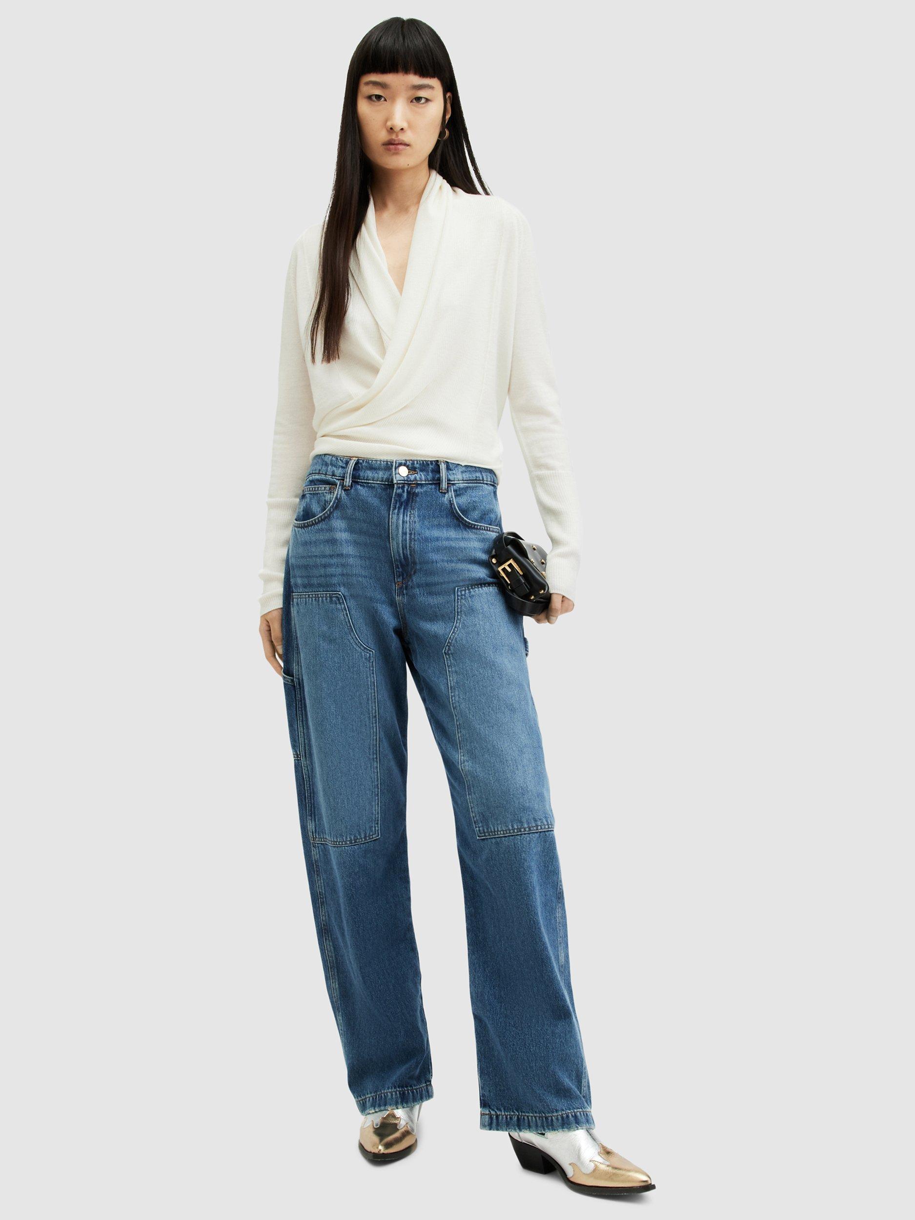 Product image 9 of 9, which shows AllSaints Wasson Pirate Wrap Wool Cardigan, Chalk White, S