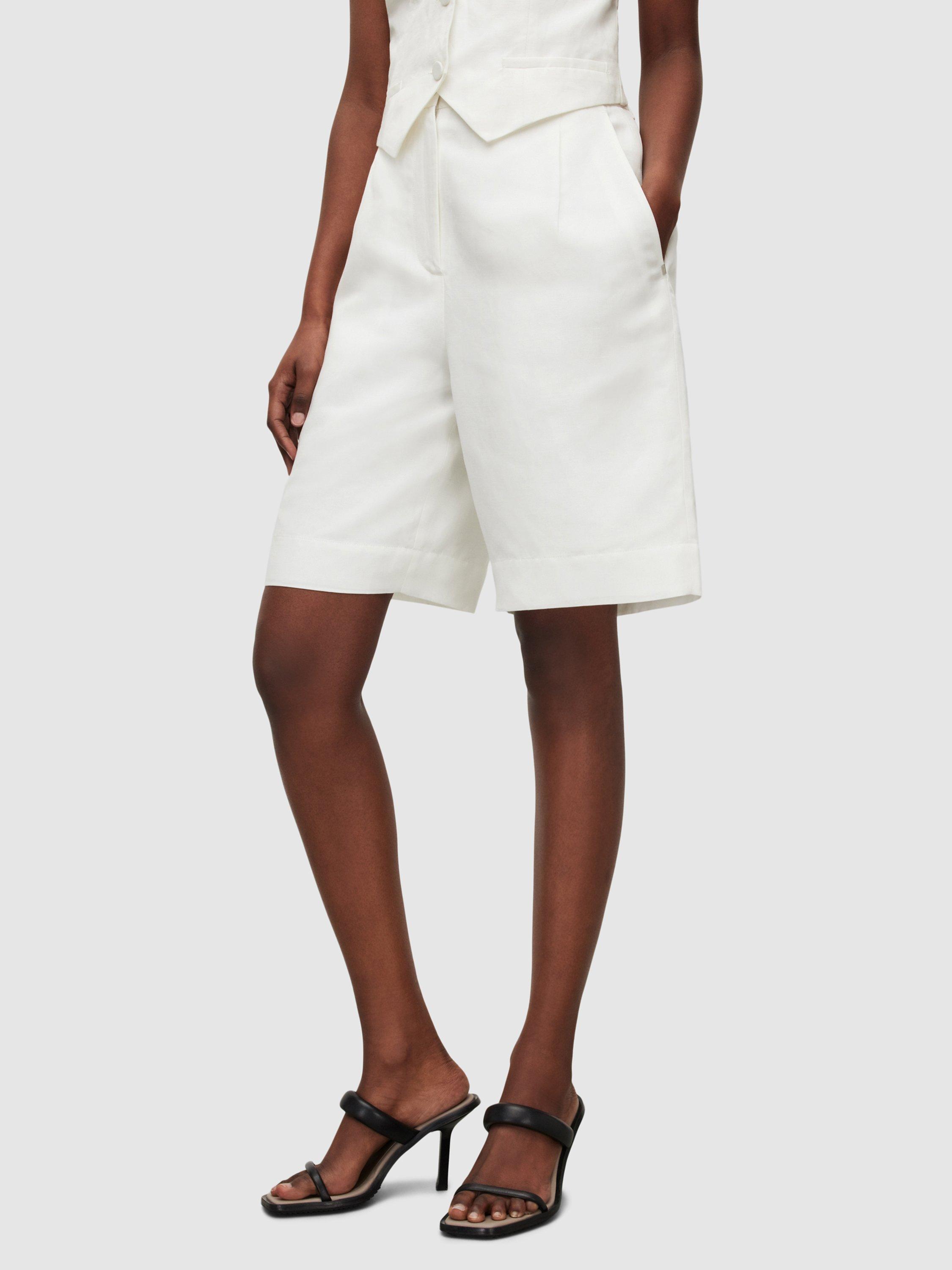 AllSaints Petra Knee Length Shorts, Off White