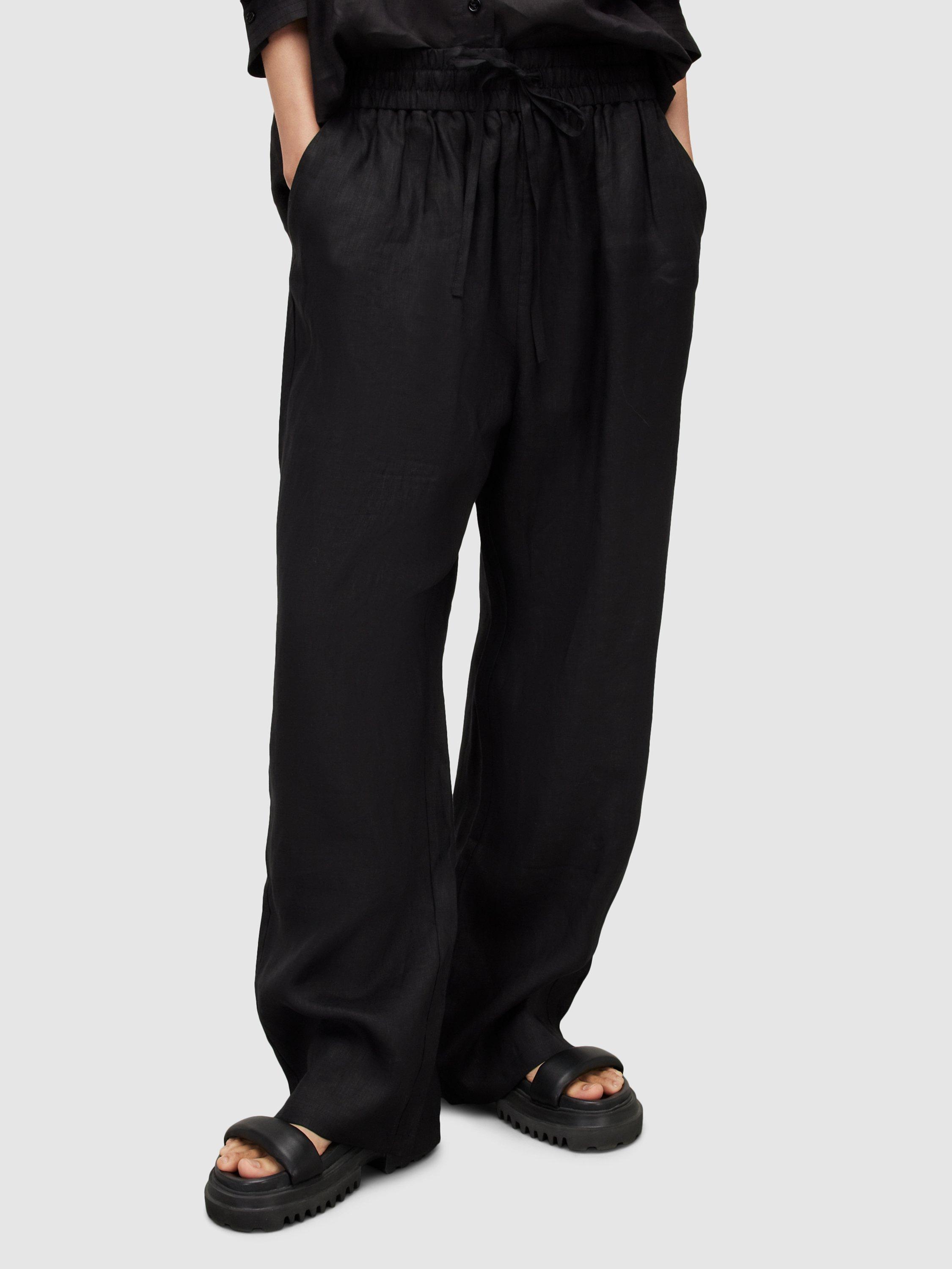 AllSaints Tyler Wide Leg Trousers, Black
