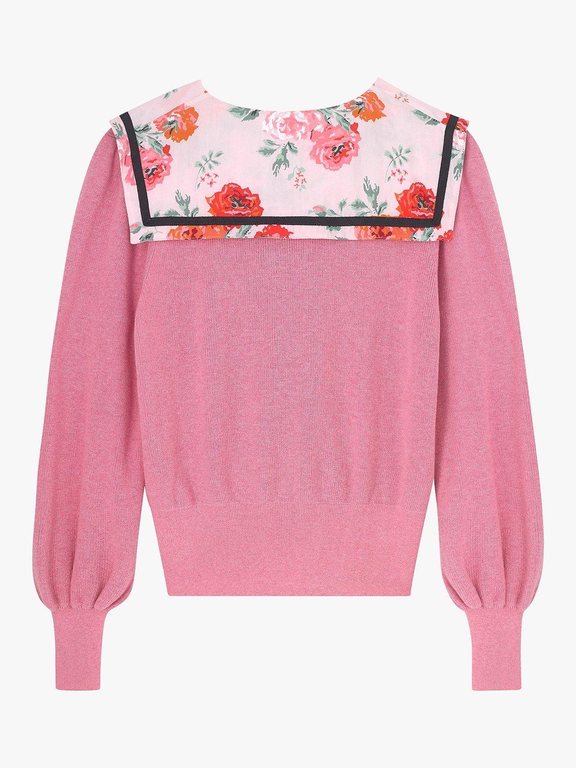 Product image 2 of 5, which shows Cath Kidston Sailor Knit Cardigan, 30 Years Rose, XS