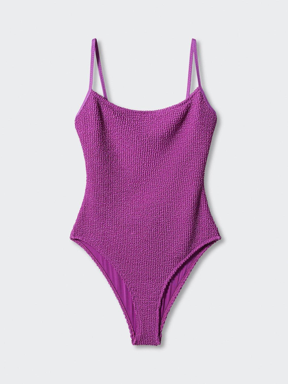 Mango Ocean Textured Swimsuit, Medium Purple