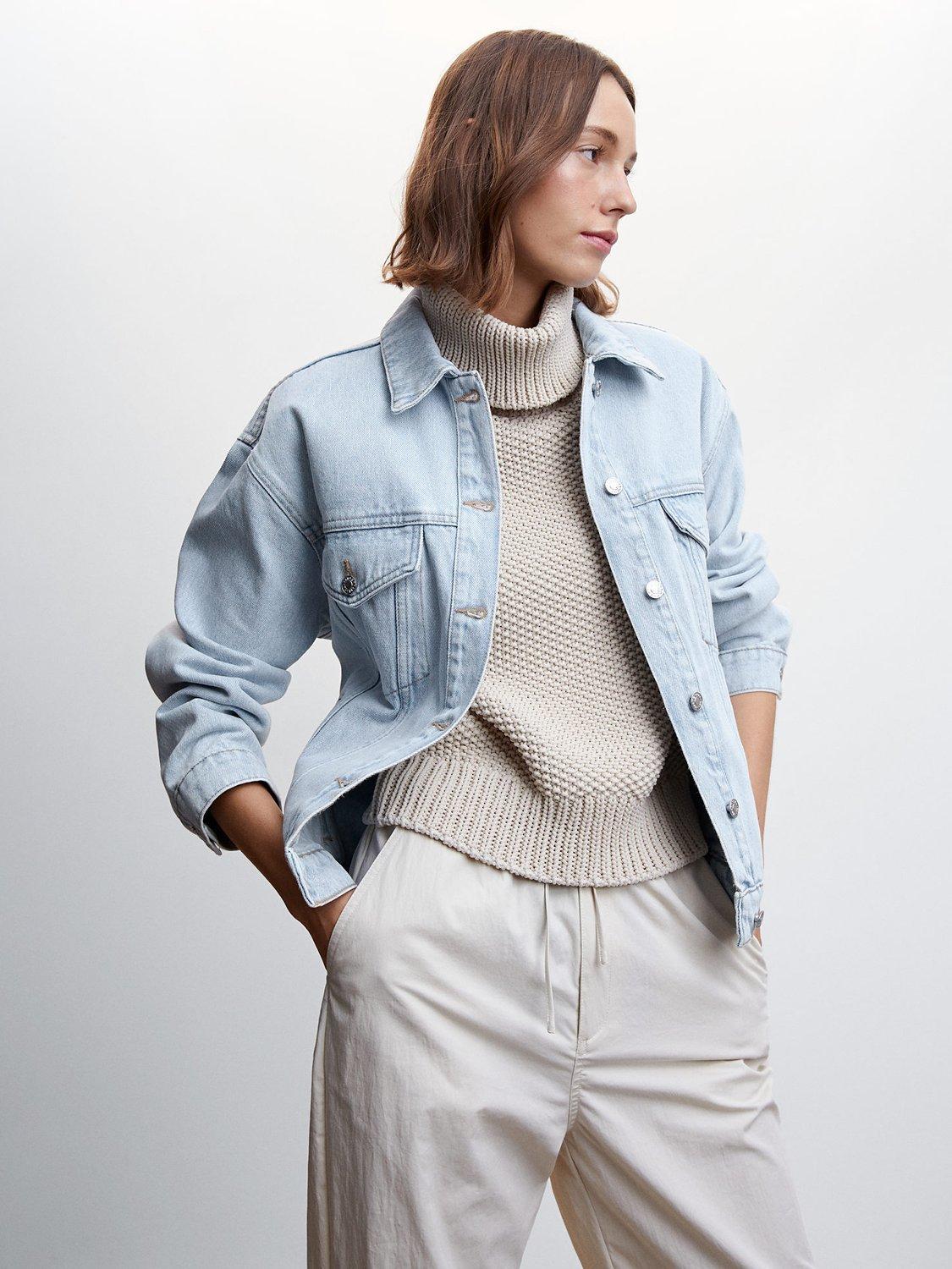 Mango Alaia Oversized Denim Jacket Light Blue