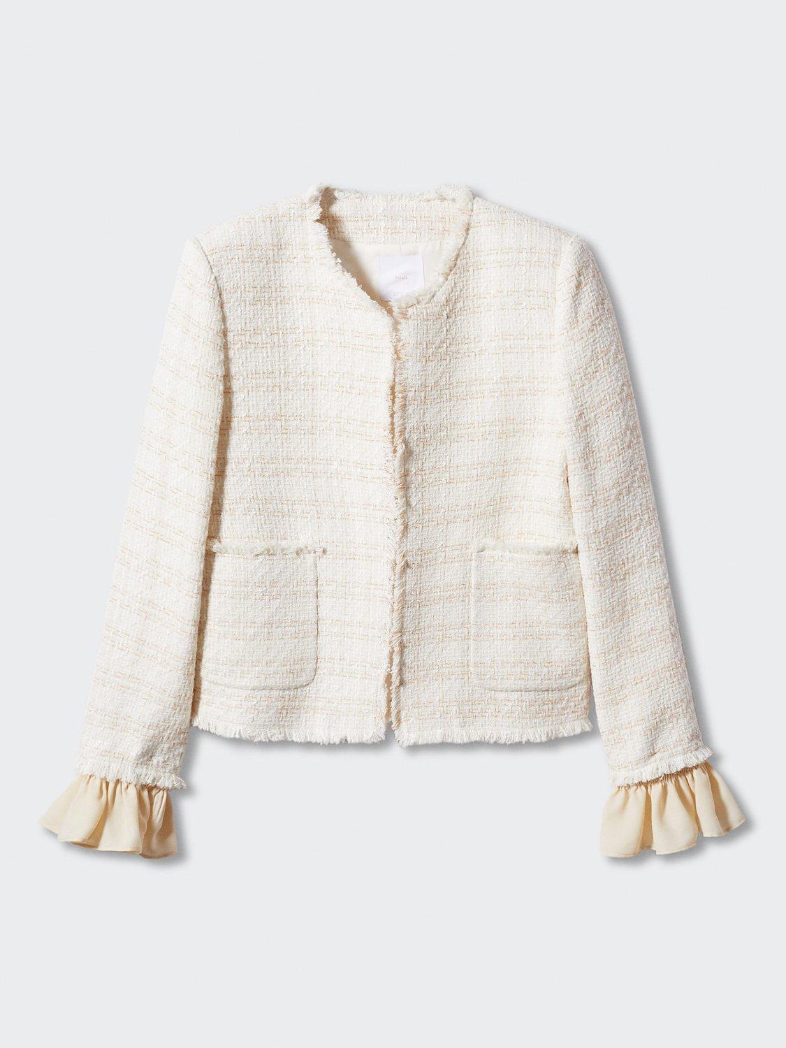 Mango Cuadrito Jacket. Light Beige