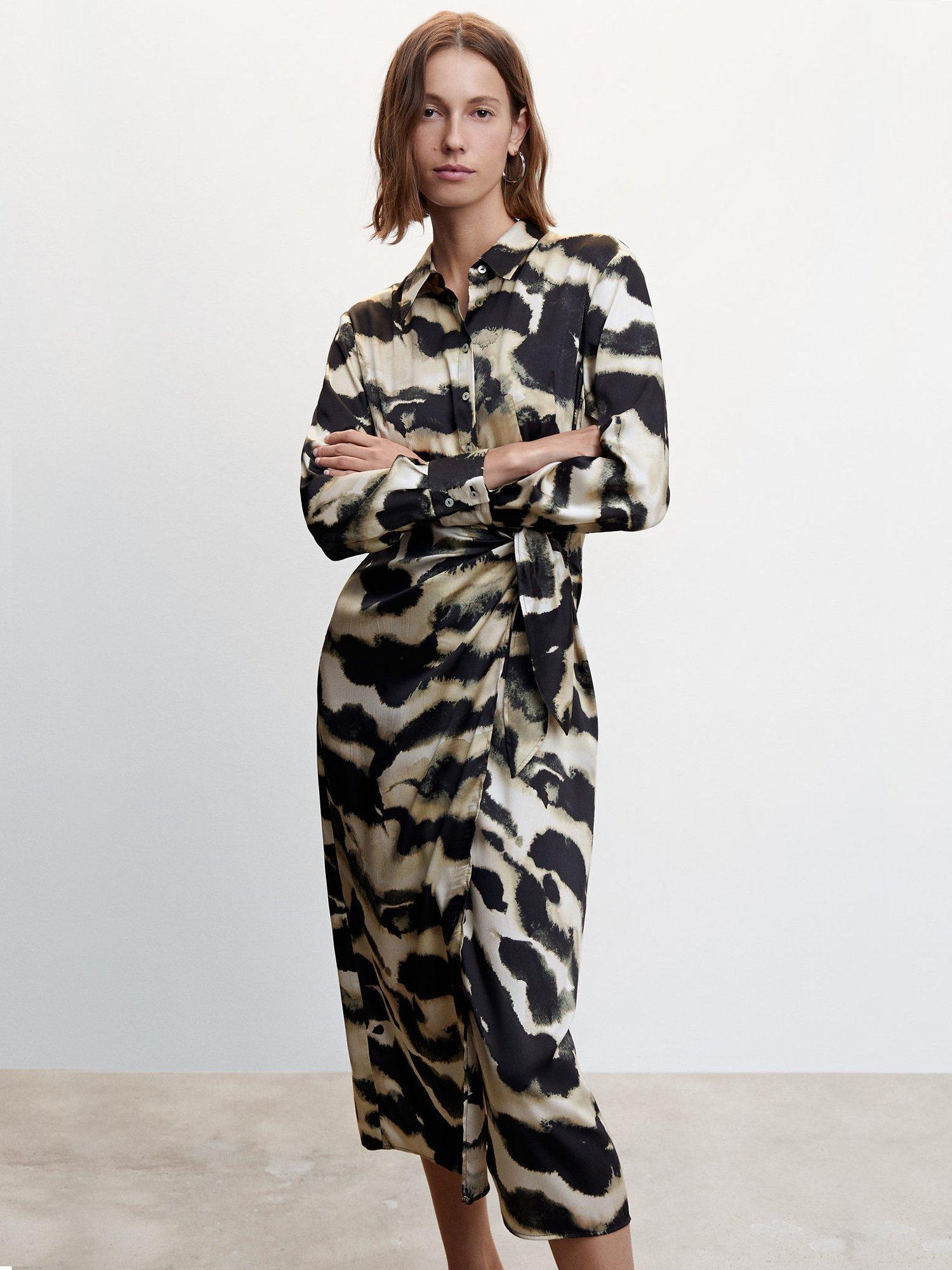 Mango Camila Wrap Midi Dress, Black