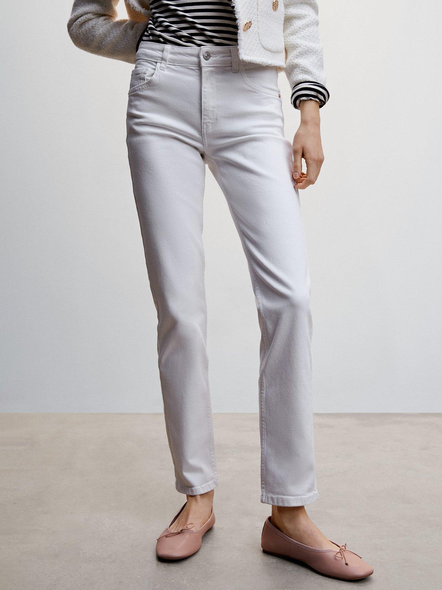Mango Nayara Straight Fit Jeans, White
