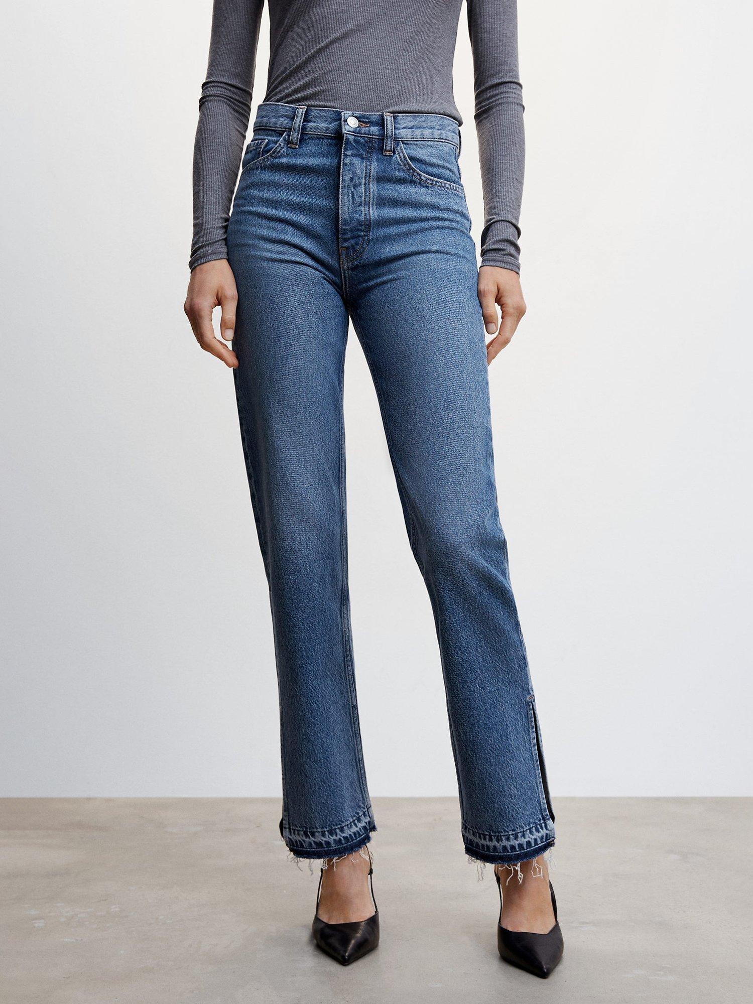 Mango Susan High Waist Straight Leg Jeans, Open Blue