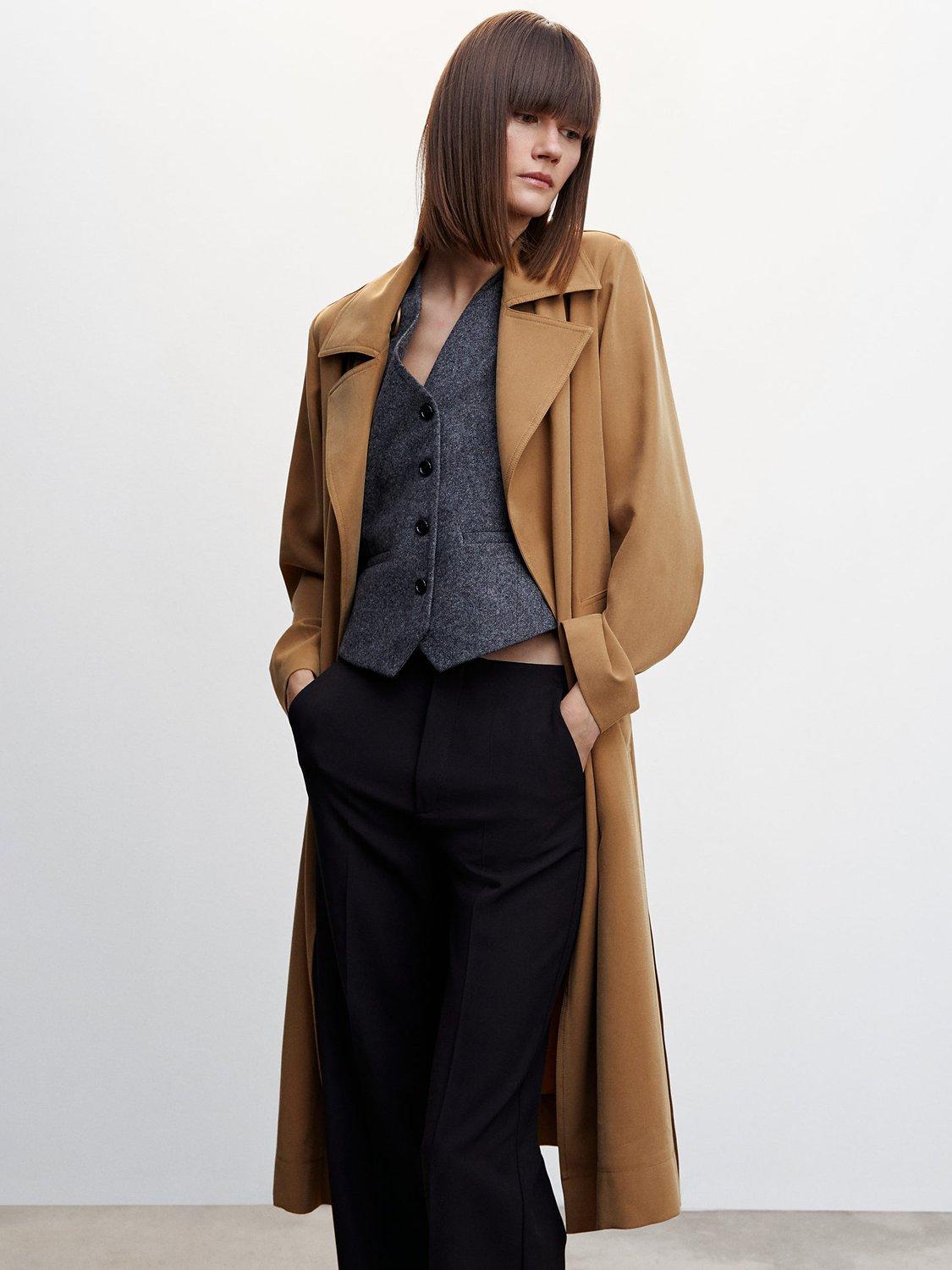 Mango Taxi Fluid Trench Coat, Medium Brown