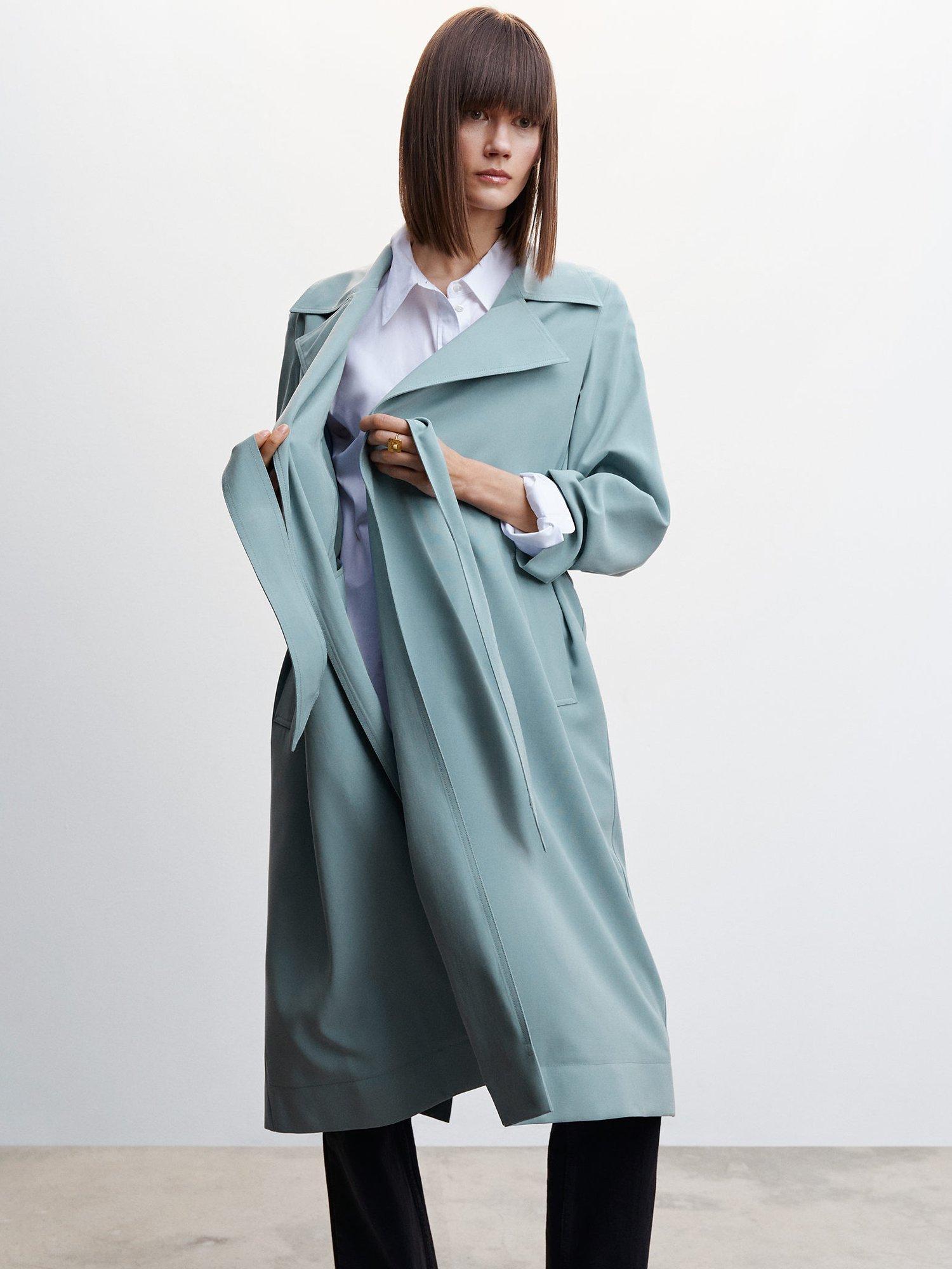 Mango Taxi Fluid Trench Coat, Medium Blue