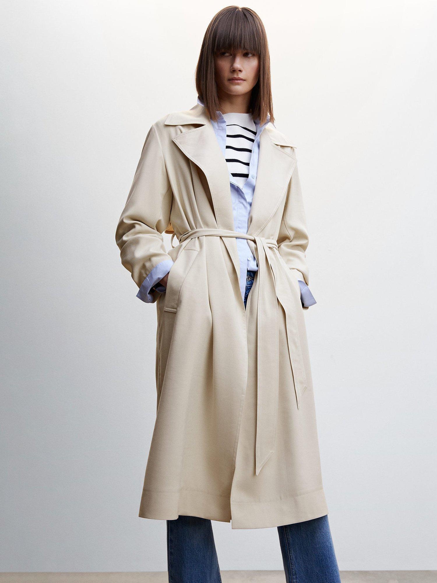 Mango Taxi Fluid Trench Coat, Pastel Grey