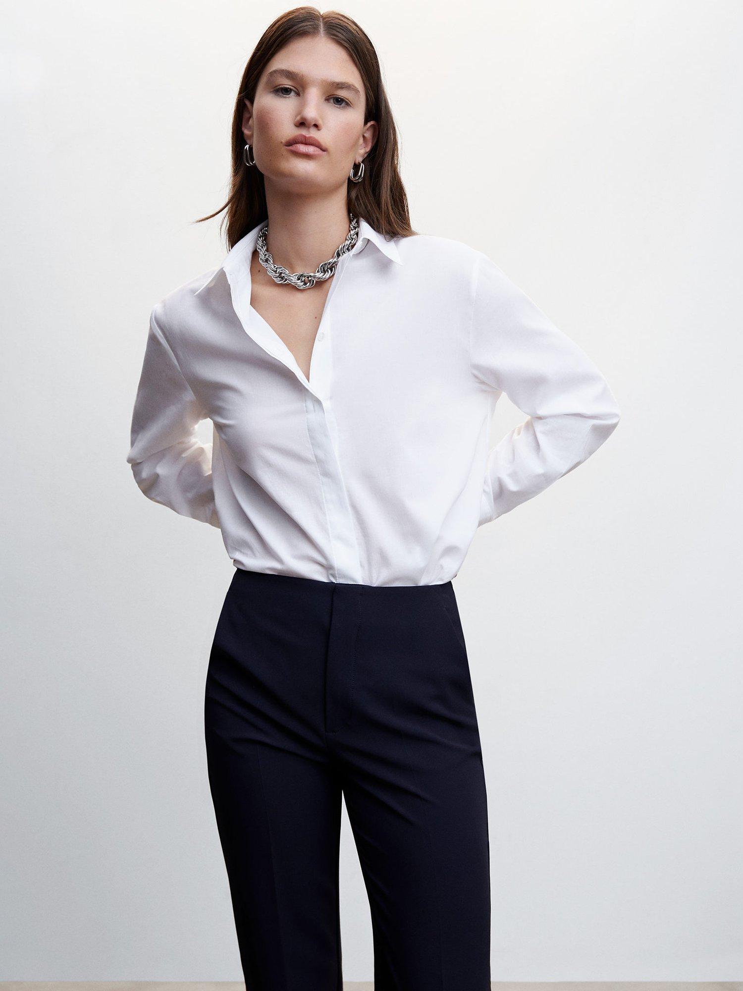 Mango Voila Cotton Shirt, Natural White
