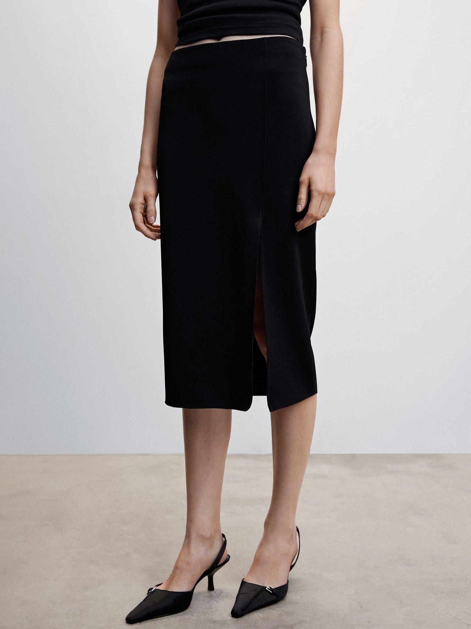 Mango Maga Opening Pencil Skirt, Black