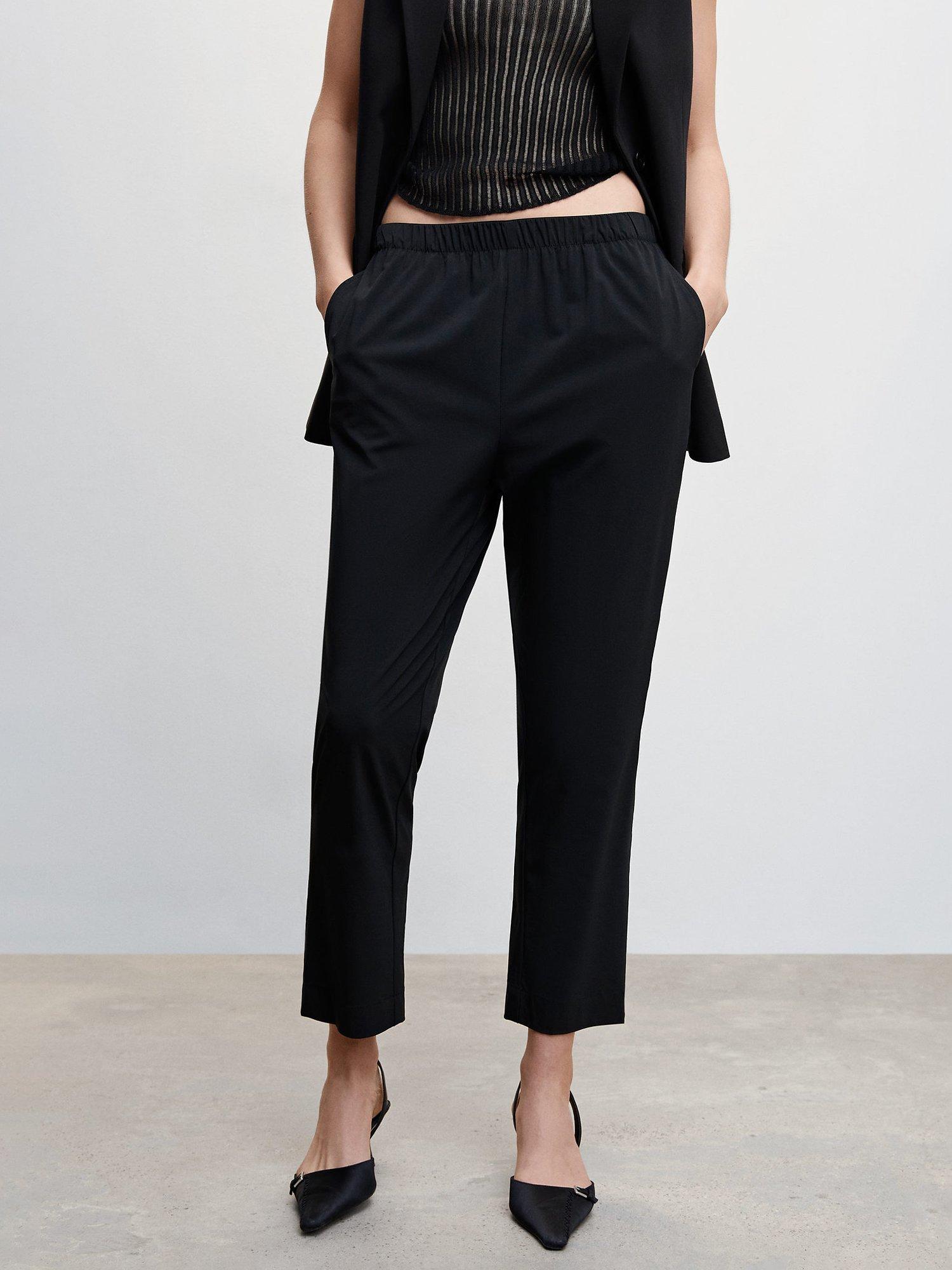 Mango Flowy Lounge Trousers, Black