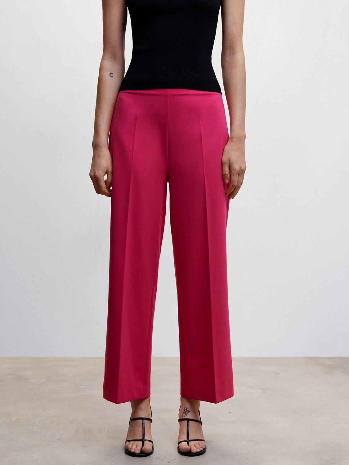 Mango Oliver Cropped Trousers, Pink