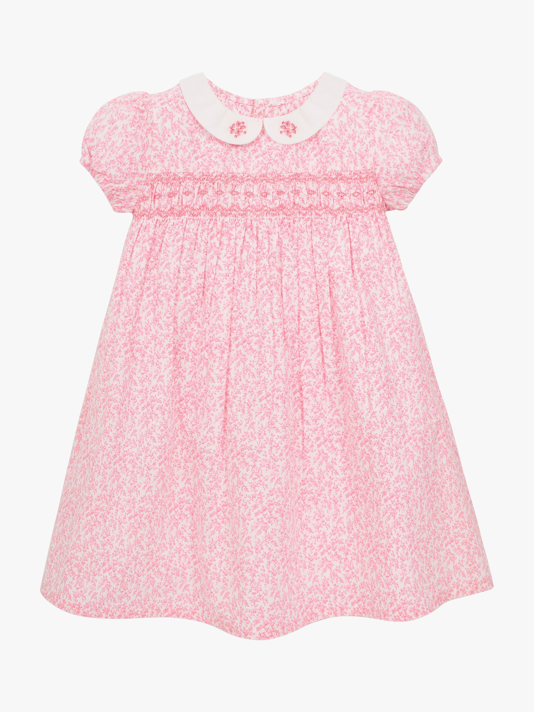 JoJo Maman Bébé Ditsy Smocked Dress, Pink