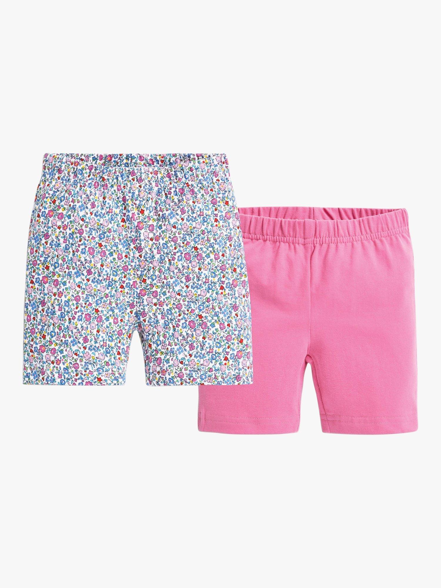 JoJo Maman Bébé Floral & Plain Shorts, Pack of 2, Multi