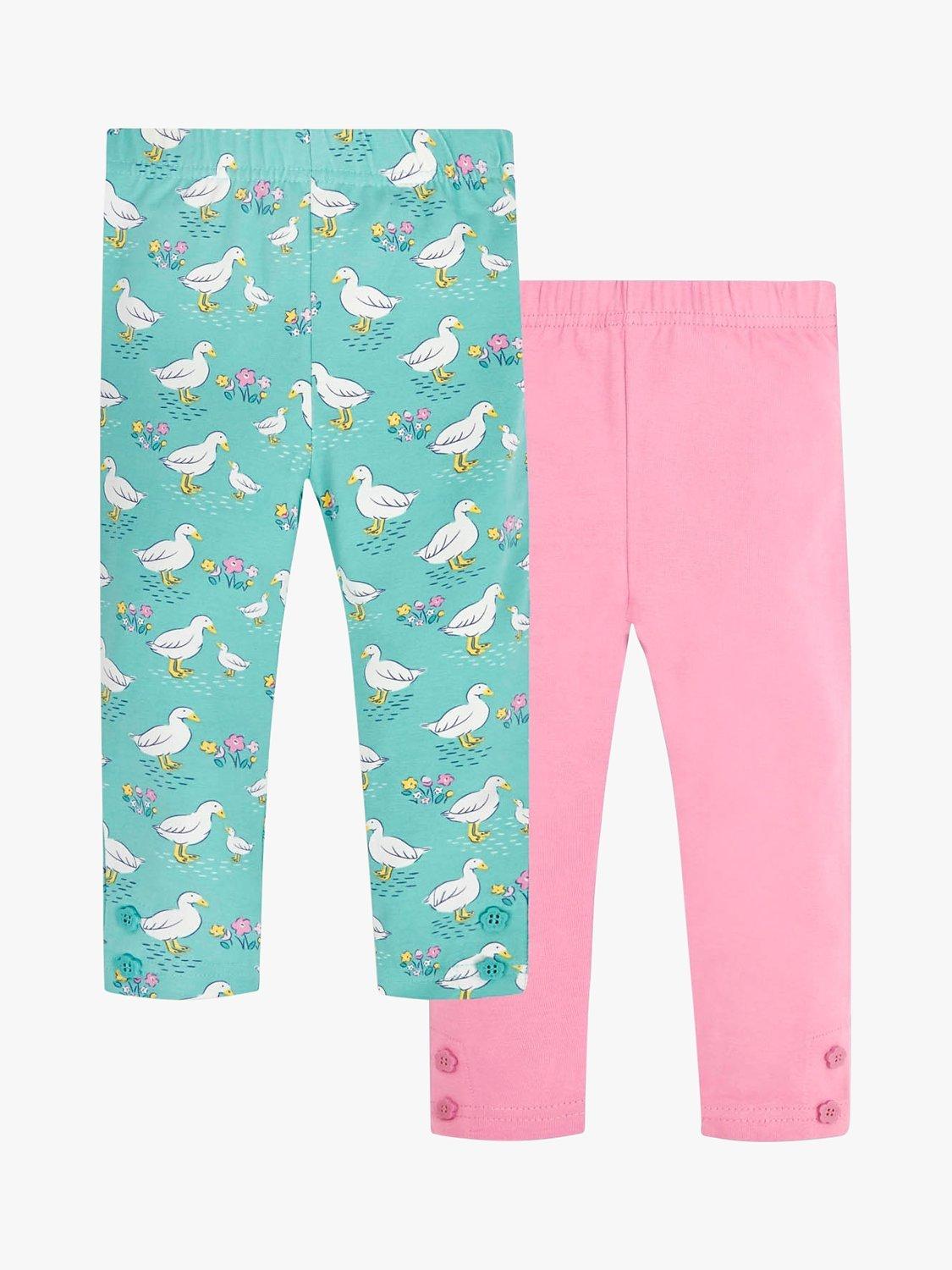 JoJo Maman Bébé Duck Print & Pink Leggings, Pack of 2, Multi