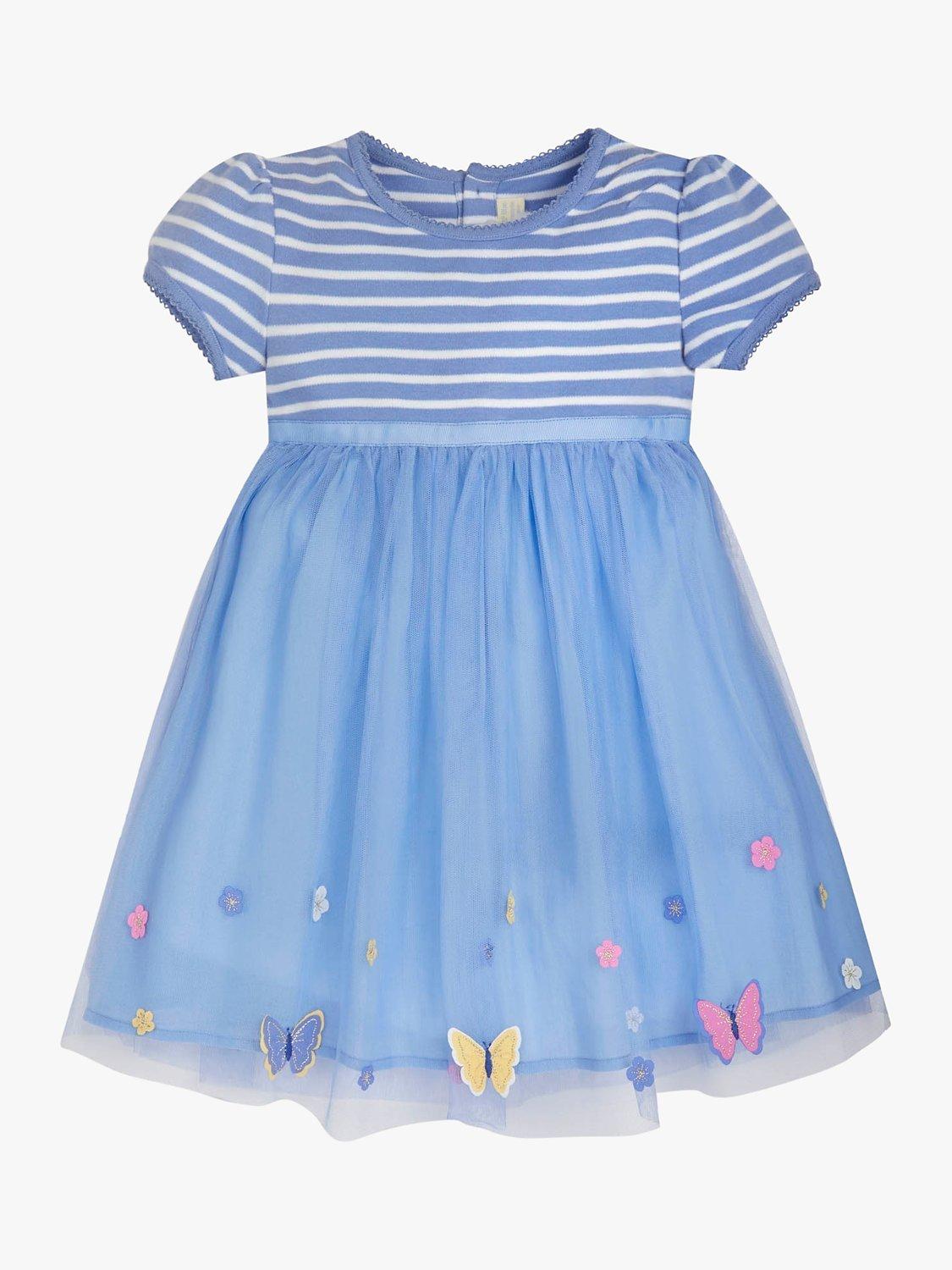 JoJo Maman Bébé Butterfly Tulle Party Dress, Cornflower
