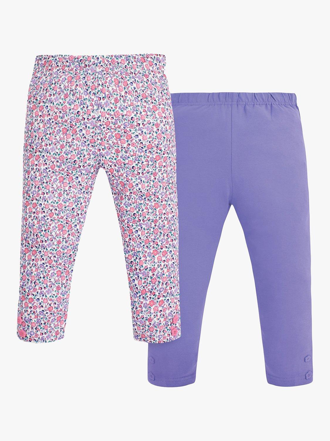 JoJo Maman Bébé Duck Pastel Ditsy & Heather Leggings, Pack of 2, Multi