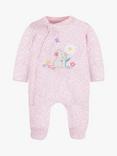 JoJo Maman Bébé Mouse Appliqué Zip Sleepsuit, Pink