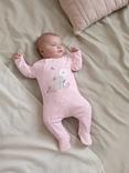 JoJo Maman Bébé Mouse Appliqué Zip Sleepsuit, Pink