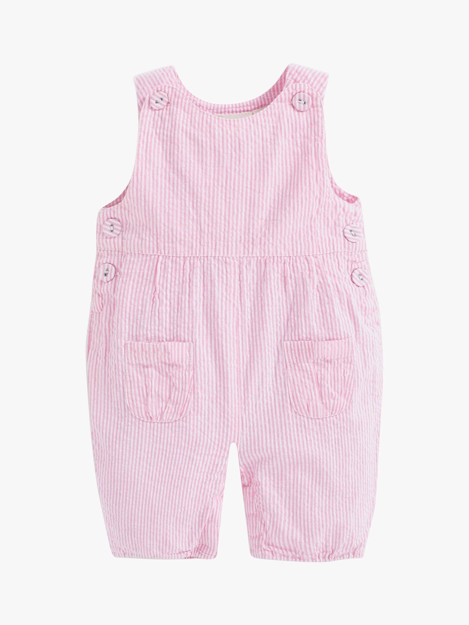 JoJo Maman Bébé Seersucker Stripe Dungarees, Pink