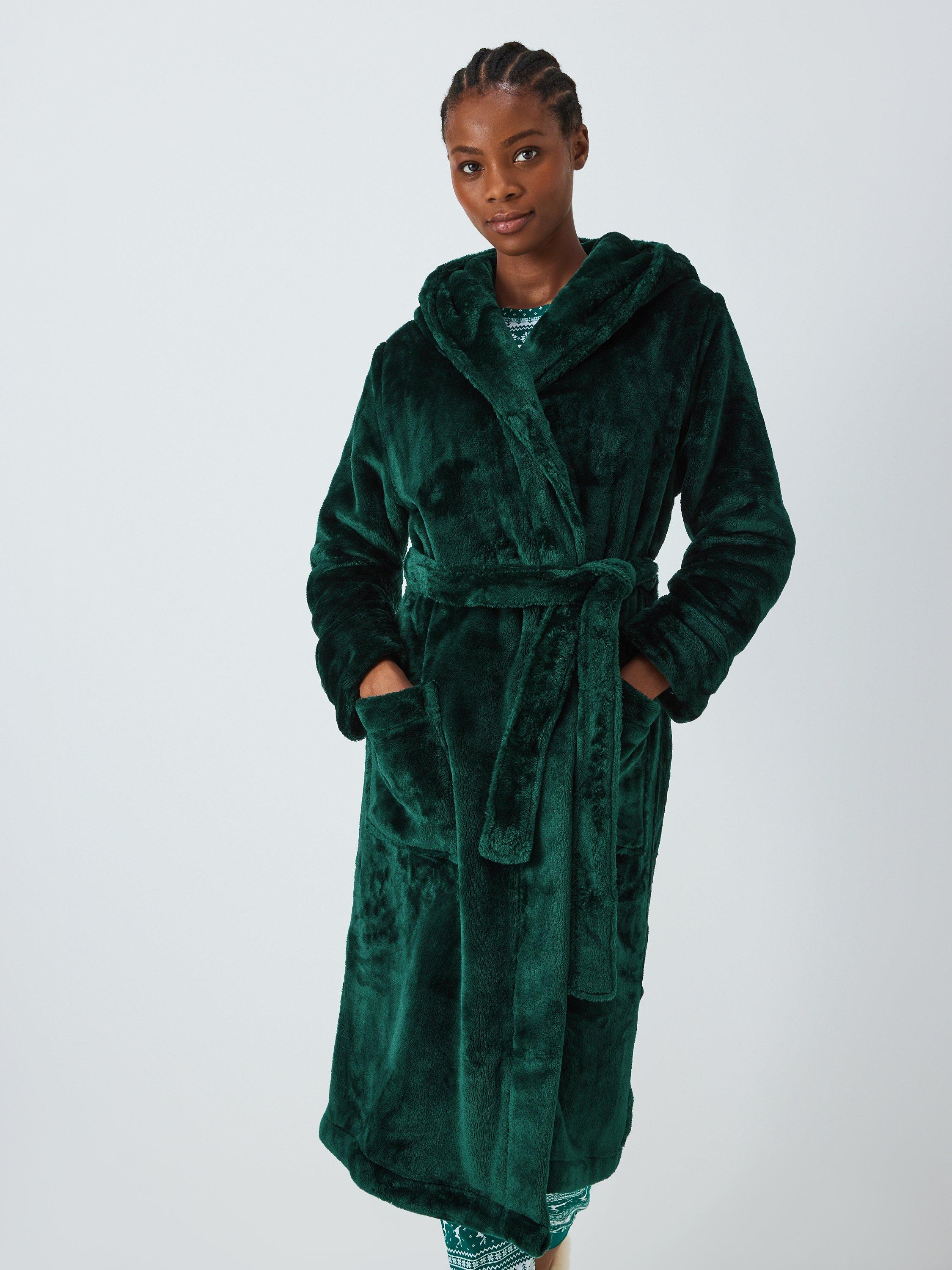 John Lewis Cece Shimmer Fleece Dressing Gown Dark Green