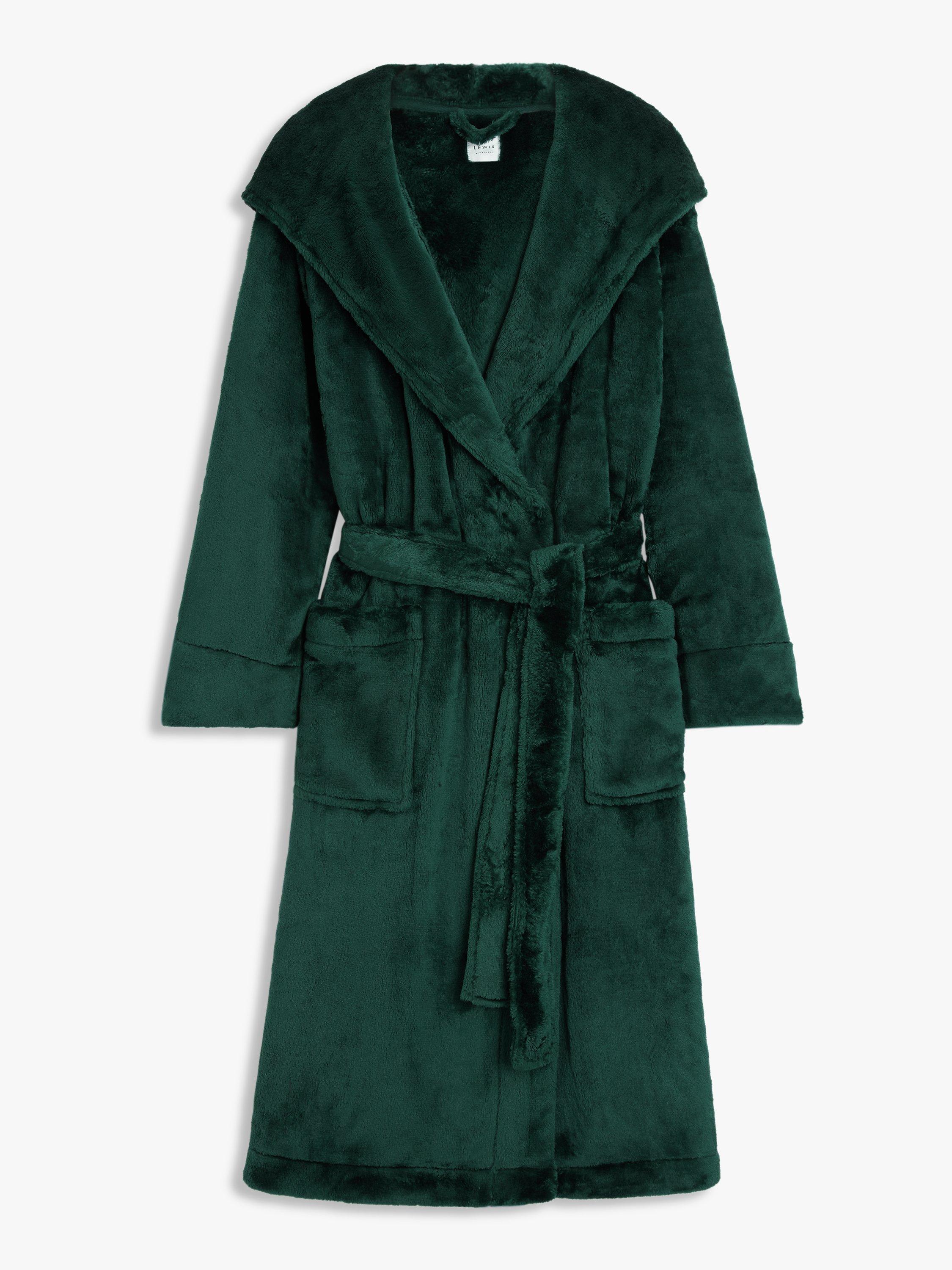 John Lewis Cece Shimmer Fleece Dressing Gown Dark Green