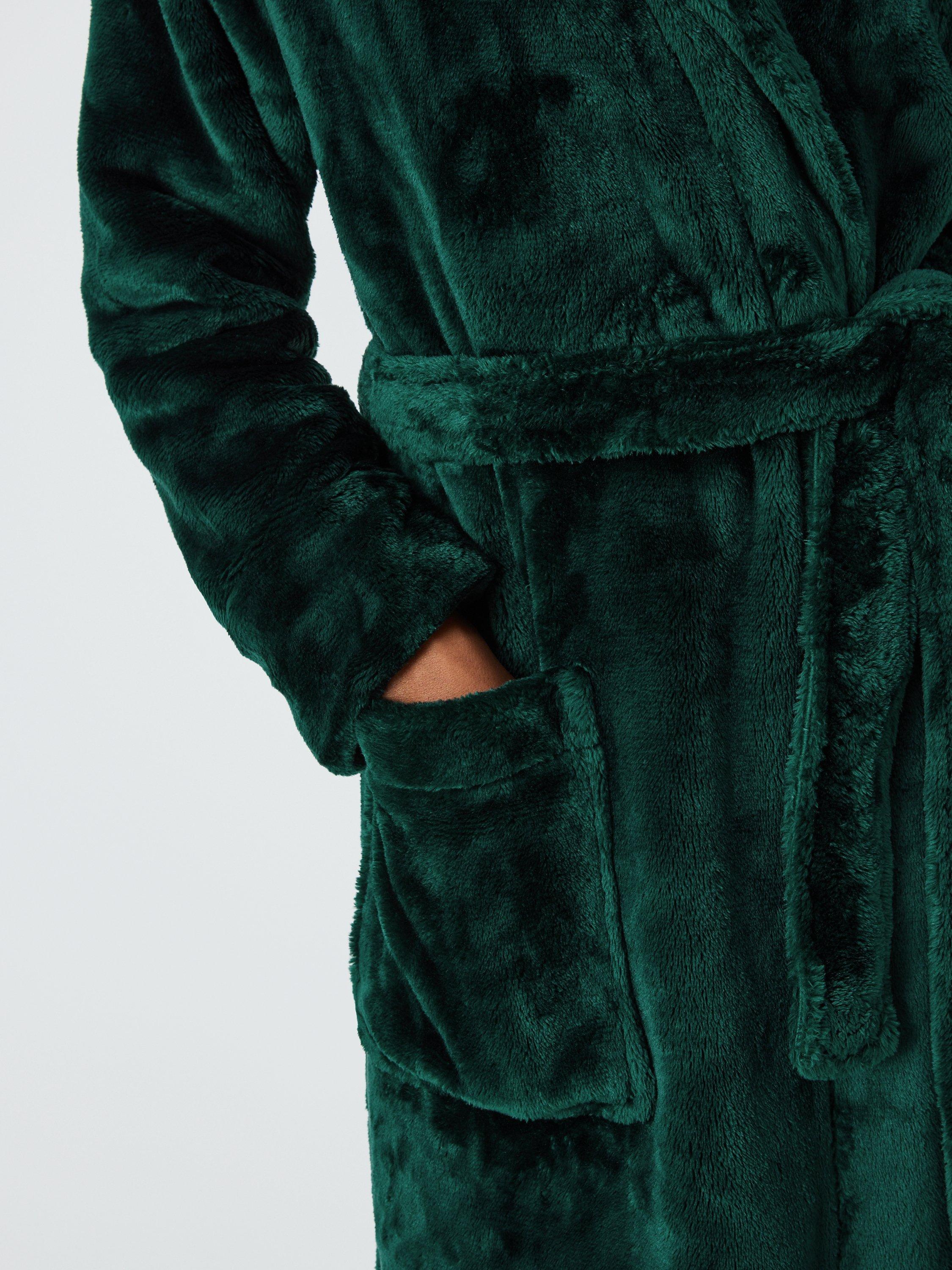 John Lewis Cece Shimmer Fleece Dressing Gown Dark Green