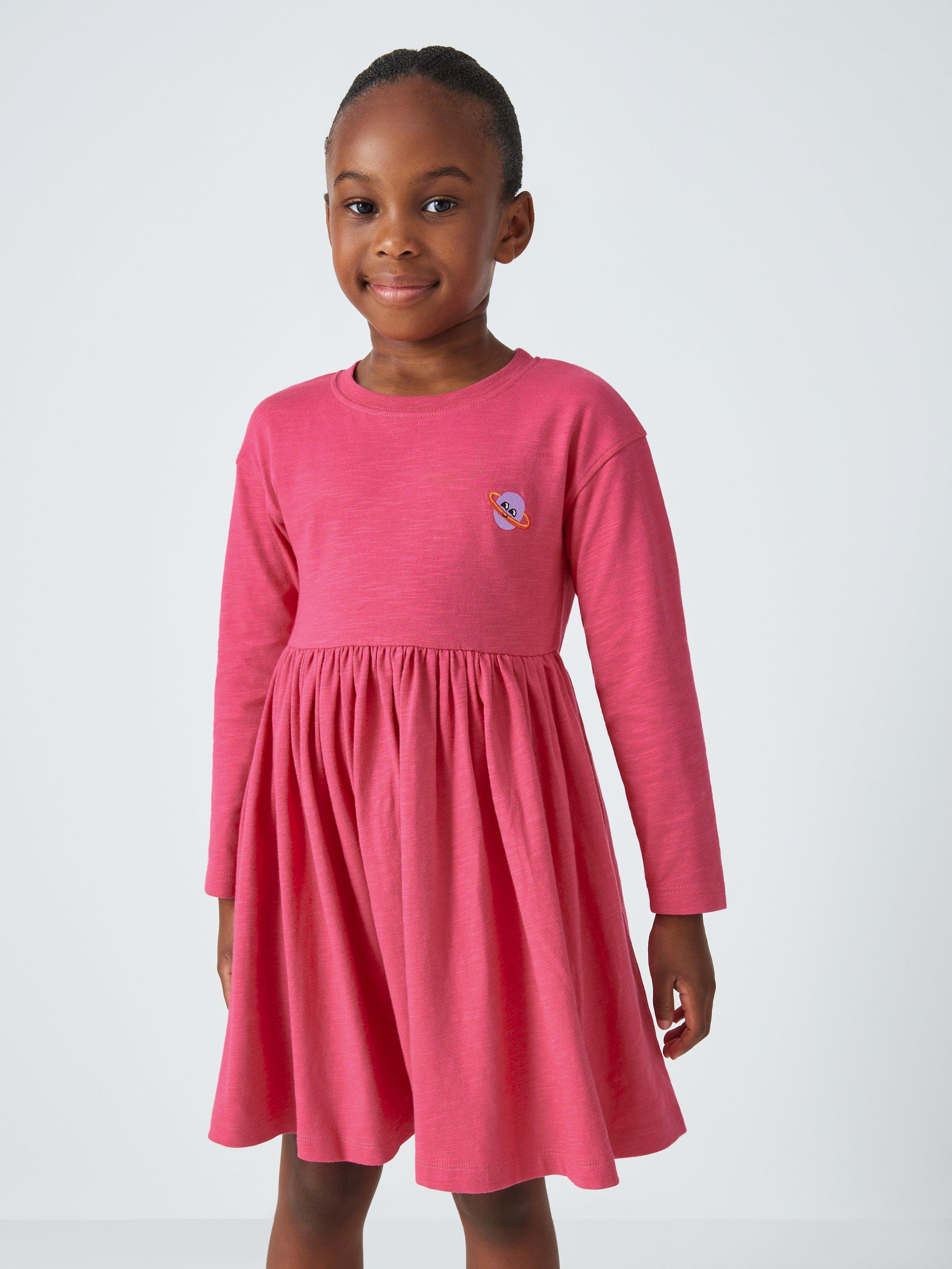 John Lewis ANYDAY Kids' Planet Jersey Smock Dress, Carmine