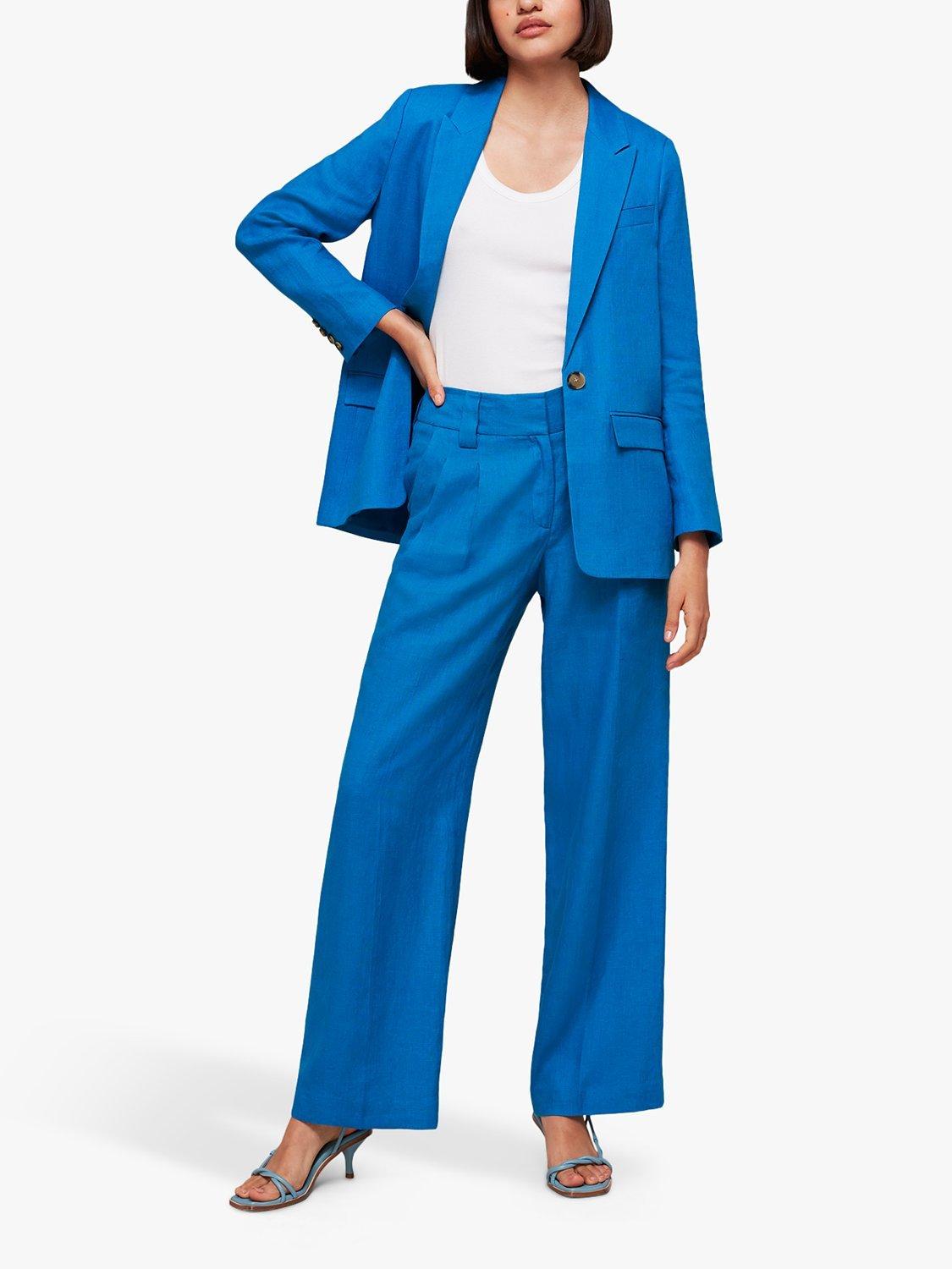 Whistles Lucy Plain Linen Blazer, Blue, 6