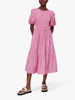 Whistles Uneven Lines Midi Dress, Pink, Pink