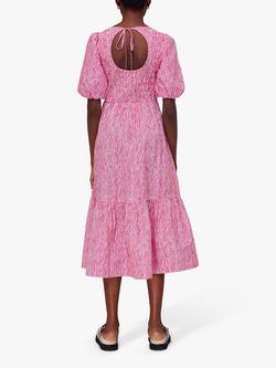 Whistles Uneven Lines Midi Dress, Pink - view 2, Pink