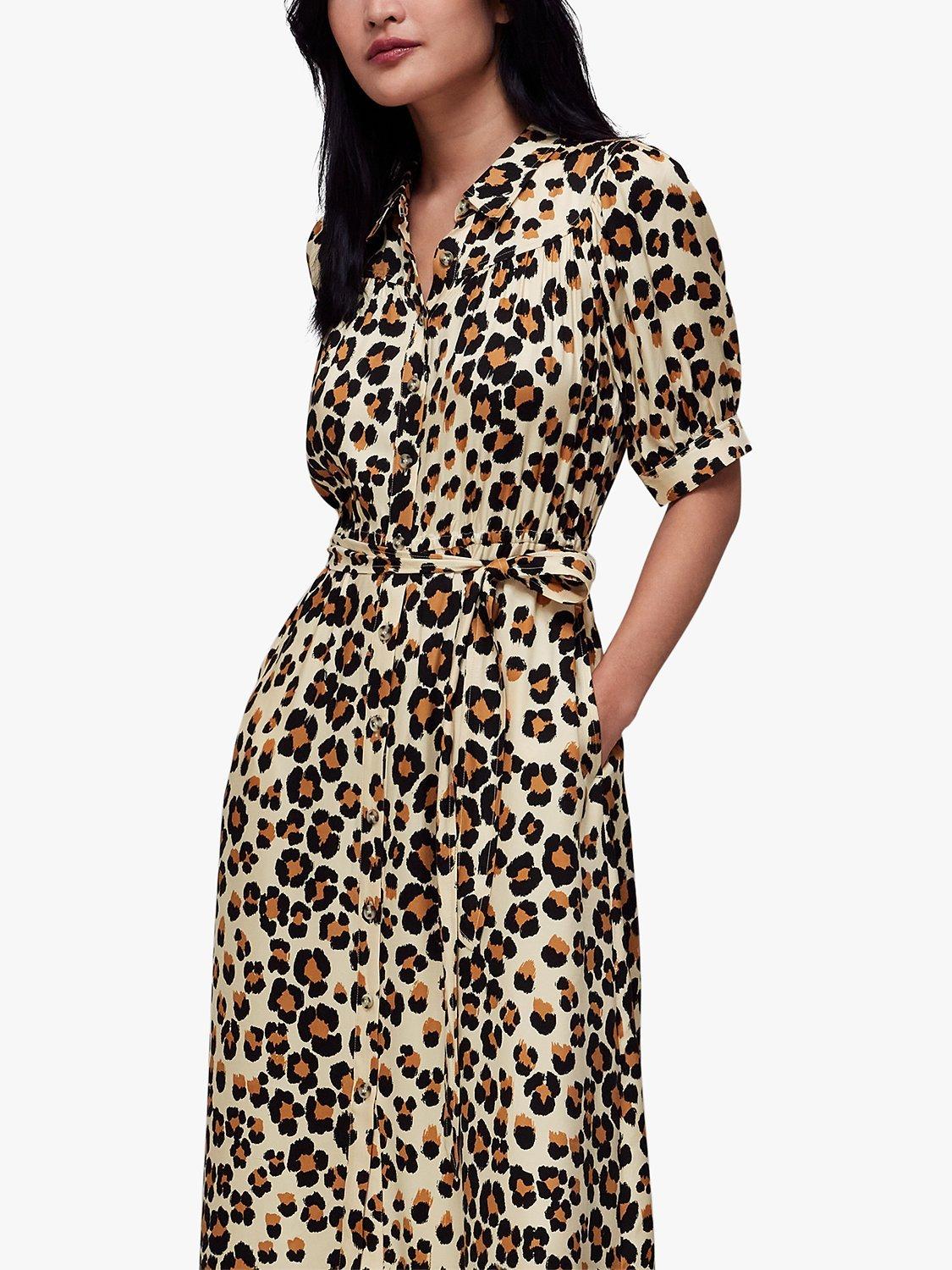 Whistles Painted Leopard Midi Dress, Leopard Print