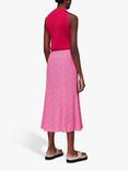 Whistles Diagonal Fleck Button Midi Skirt, Pink/Multi