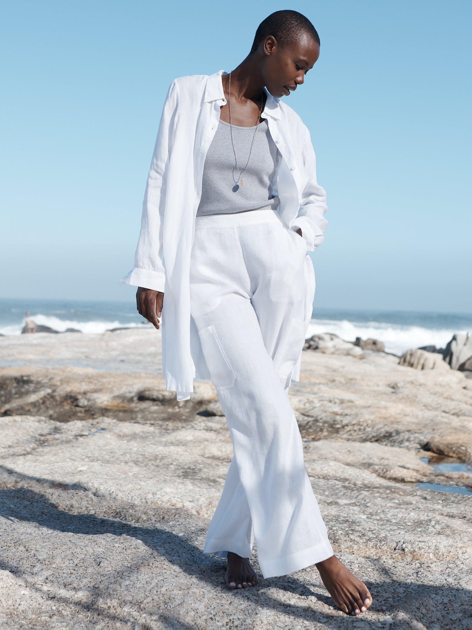 NRBY Phil Linen Shirt Dress, White