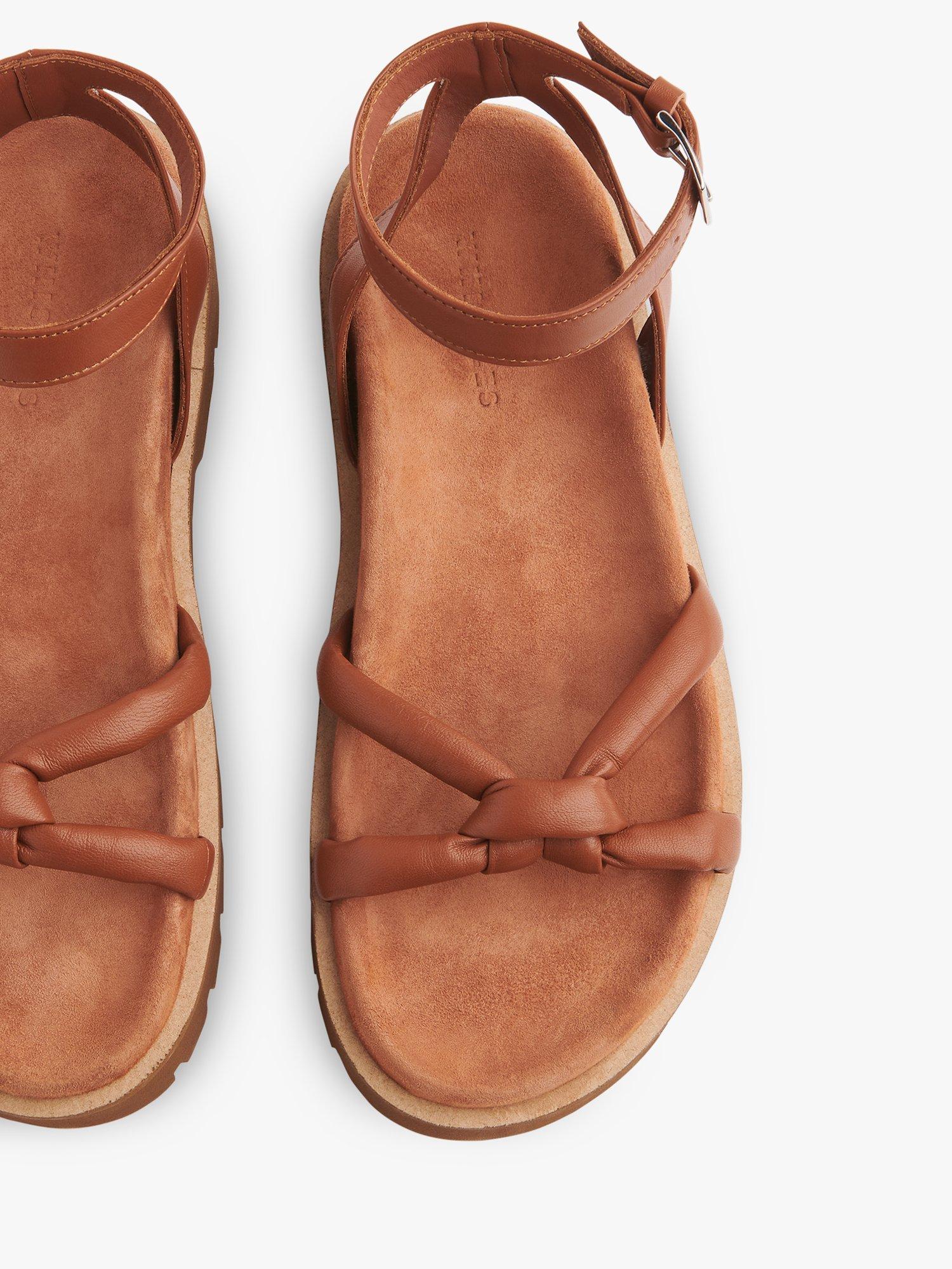 Product image 3 of 4, which shows Whistles Mina Knotted Leather Sandals, Tan, 6