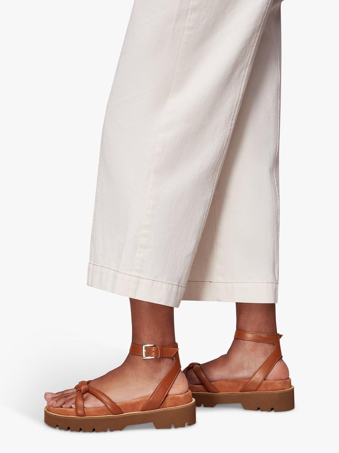 Product image 4 of 4, which shows Whistles Mina Knotted Leather Sandals, Tan, 6