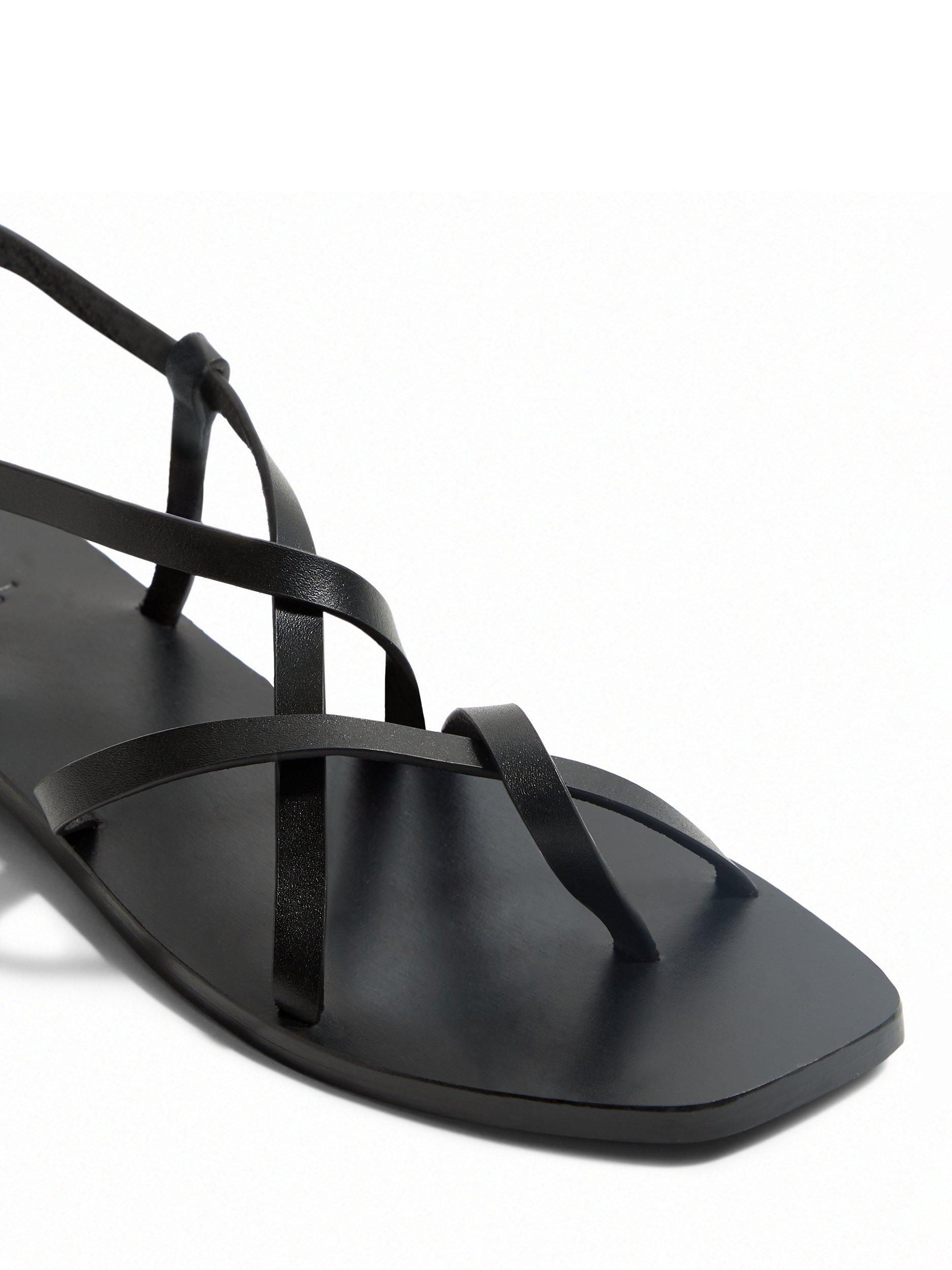 Product image 4 of 4, which shows HUSH Mila Minimal Leather Sandals, Black, 4