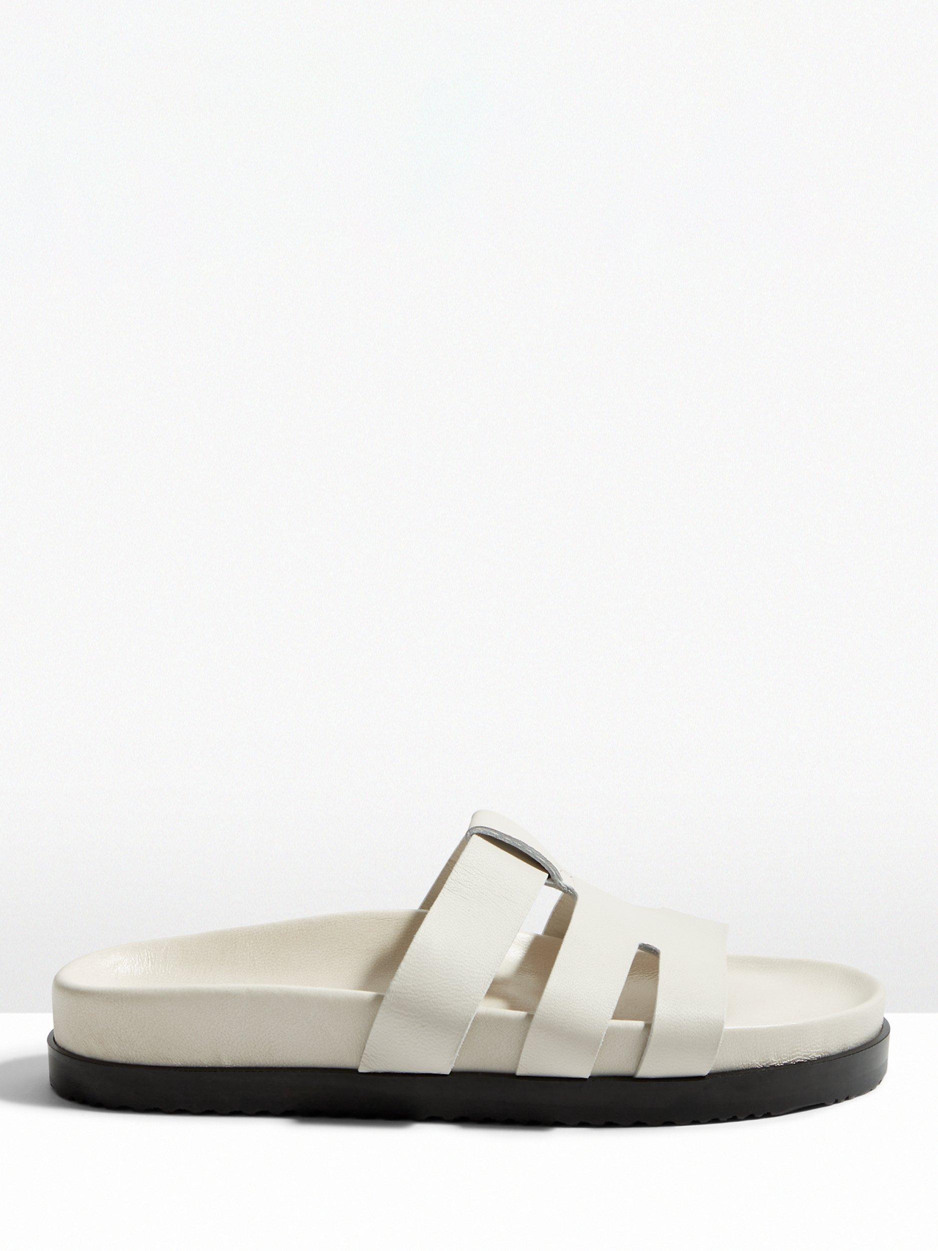 Product image 1 of 5, which shows HUSH Carley Leather Cage Slide Sandals, Off White, 3